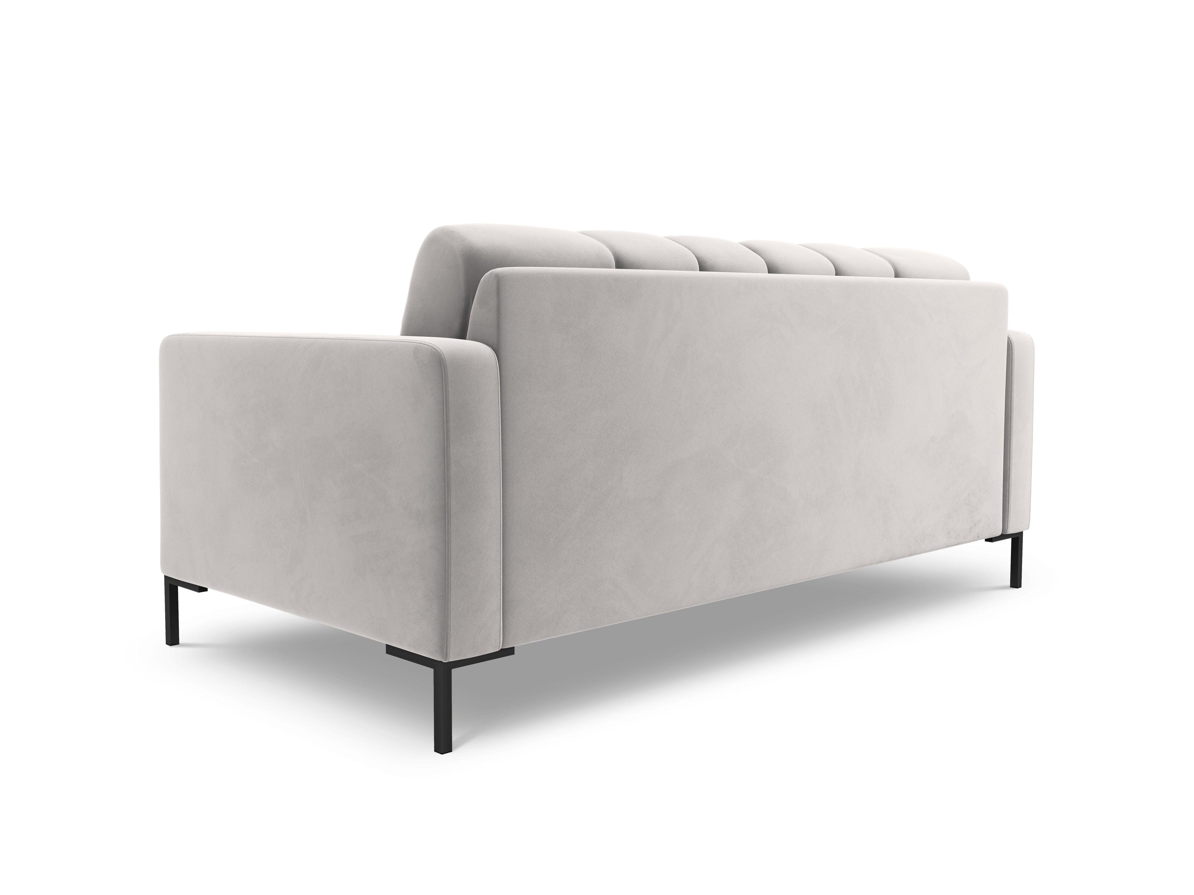 Sofa aksamitna 2-osobowa BALI srebrny z czarną podstawą – Cosmopolitan Design