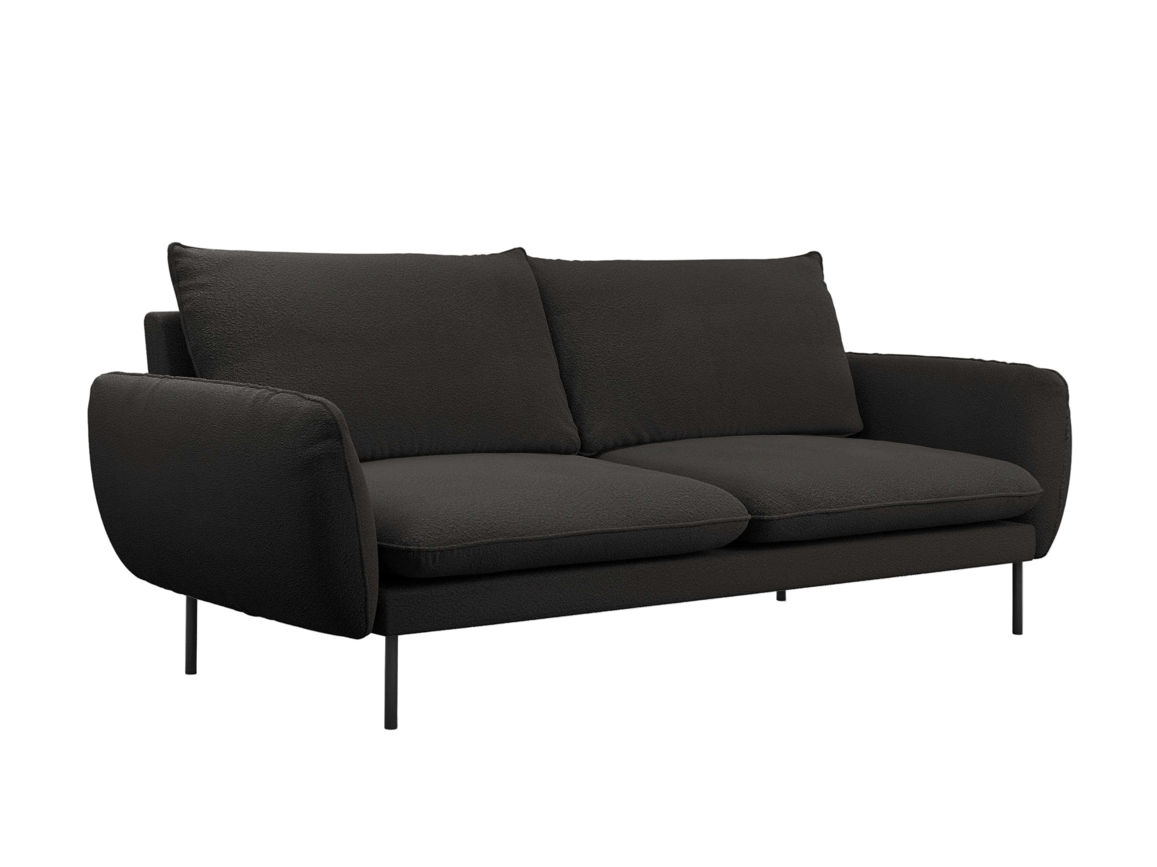 Sofa w tkaninie boucle 4-osobowa VIENNA czarny z czarną podstawą Cosmopolitan Design    Eye on Design