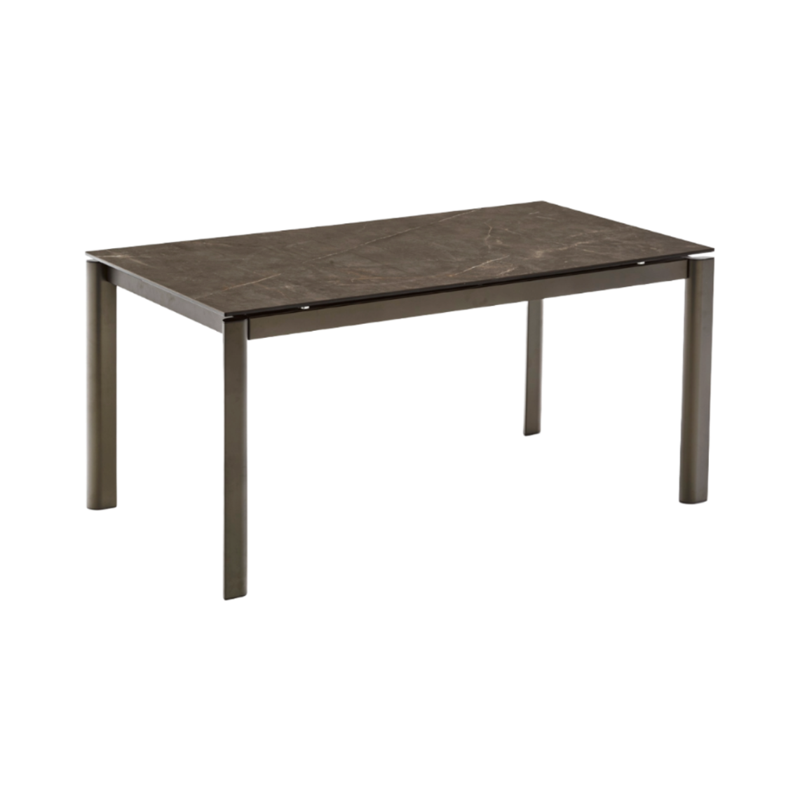 Ausziehbarer Tisch STREAM mit brauner Tischplatte und braunem Gestell