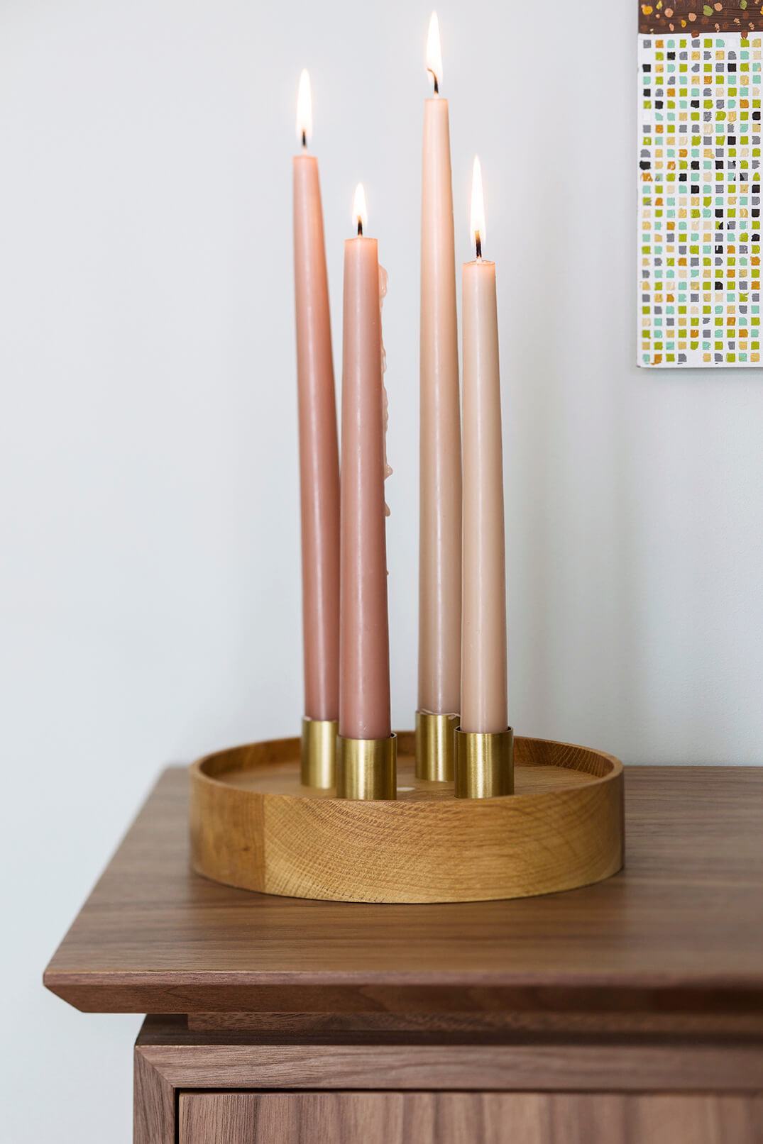 Kaarsenhouder VERLICHTING 4 eik met messing