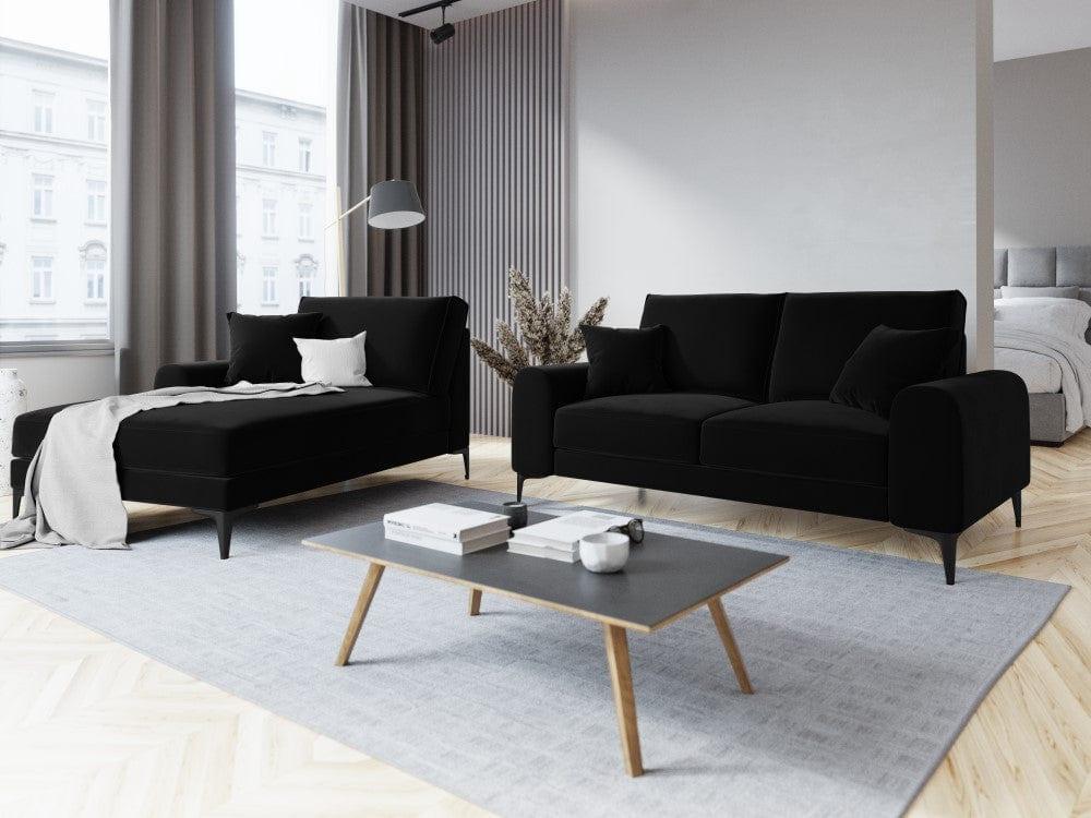 Szezlong aksamitny lewostronny MADARA czarny z czarną podstawą Mazzini Sofas    Eye on Design