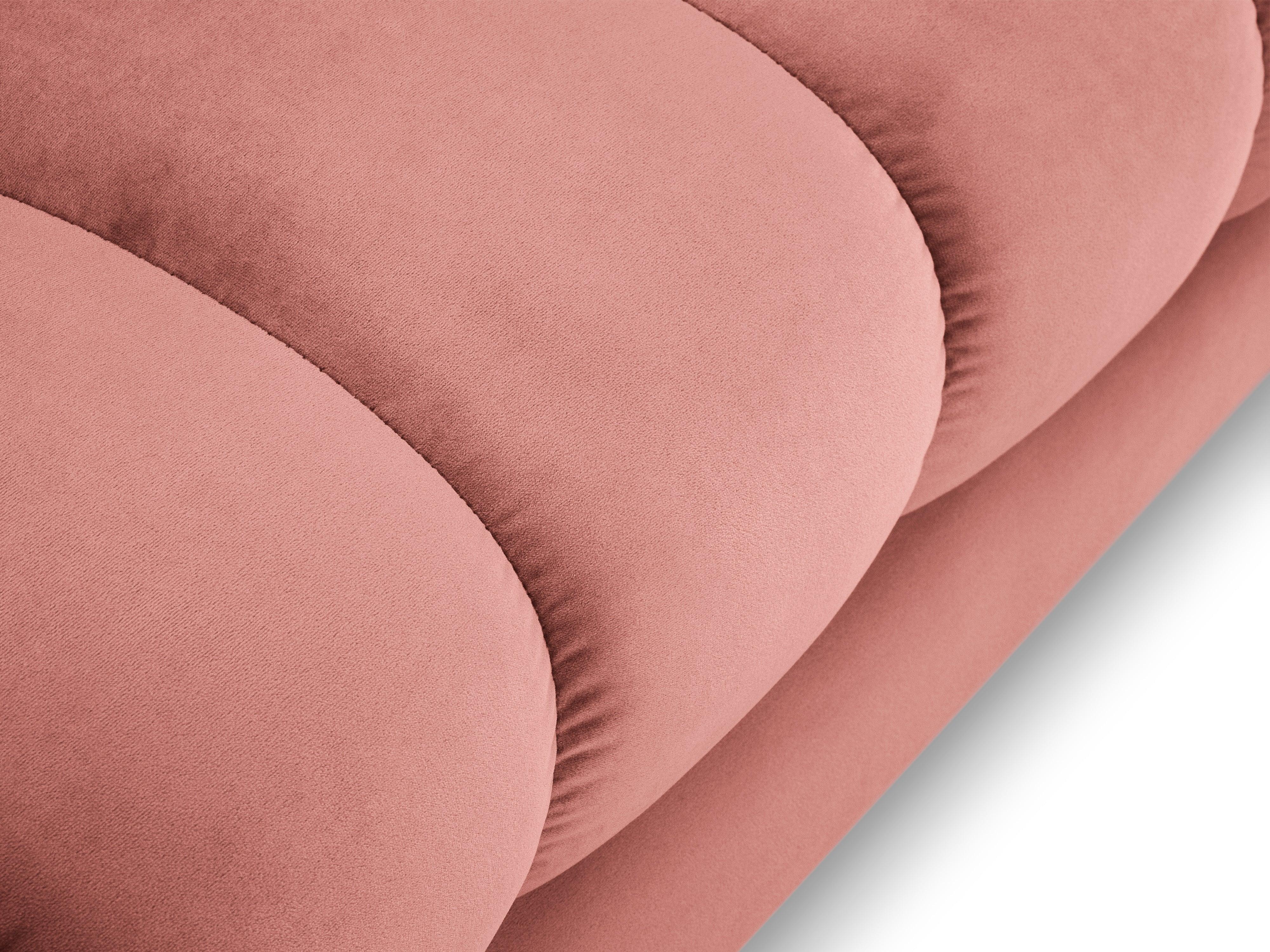 Szezlong aksamitny prawostronny BALI różowy z czarną podstawą – Cosmopolitan Design