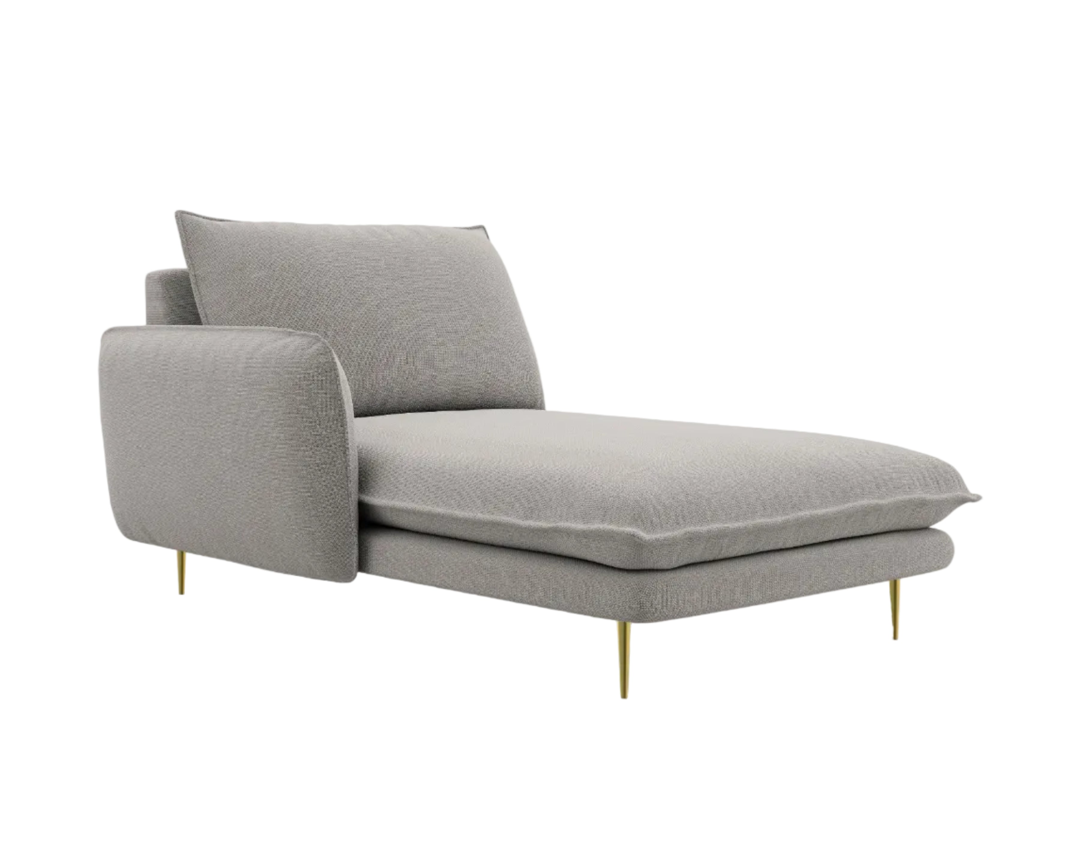 Szezlong lewostronny VIENNA jasnoszary ze złotą podstawą Cosmopolitan Design    Eye on Design