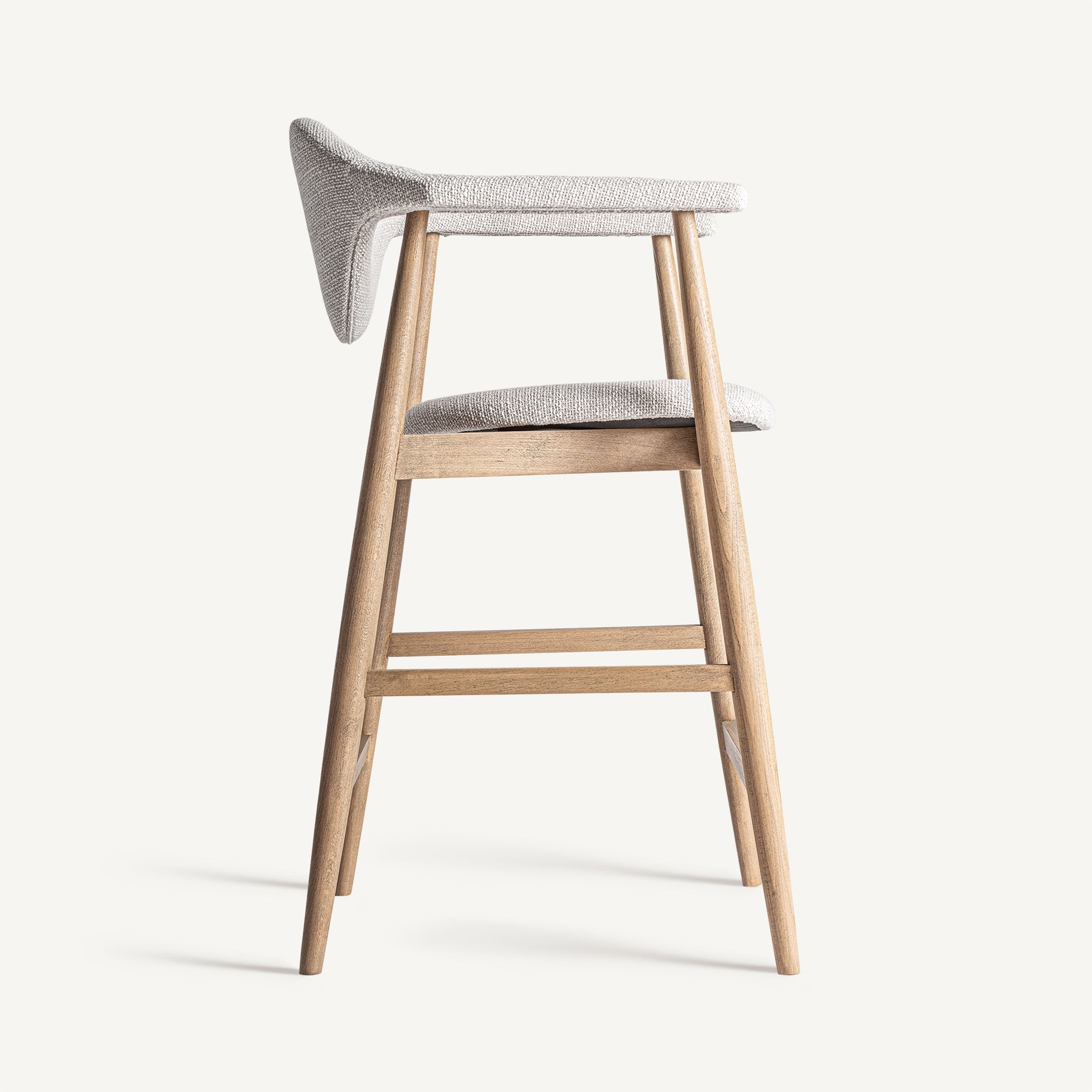 Barkruk DILBEEK beige met een beukenhouten basis