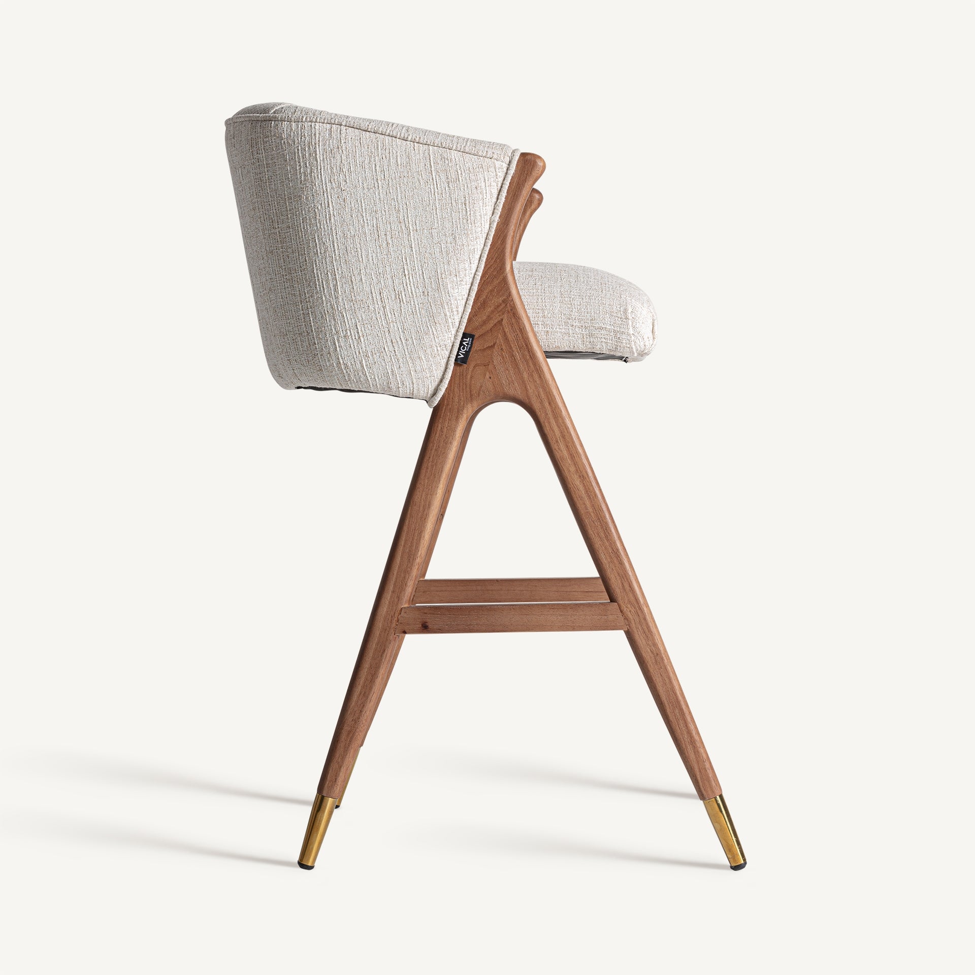 Barkruk DOUZE beige met rubberen basis