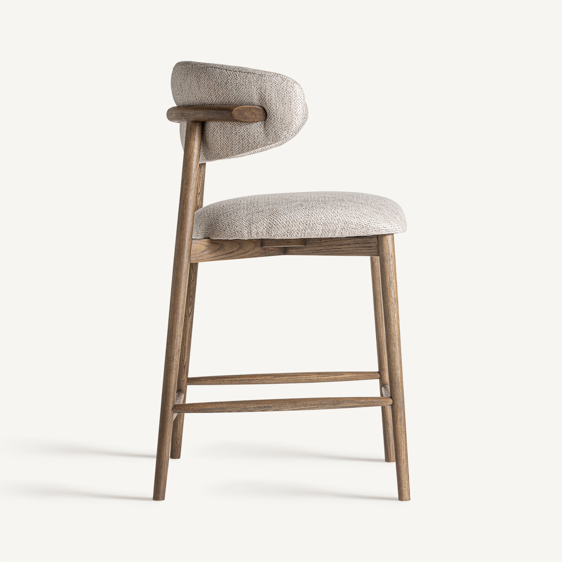 Barstuhl ERLEC beige mit dunklem Eschenfuß
