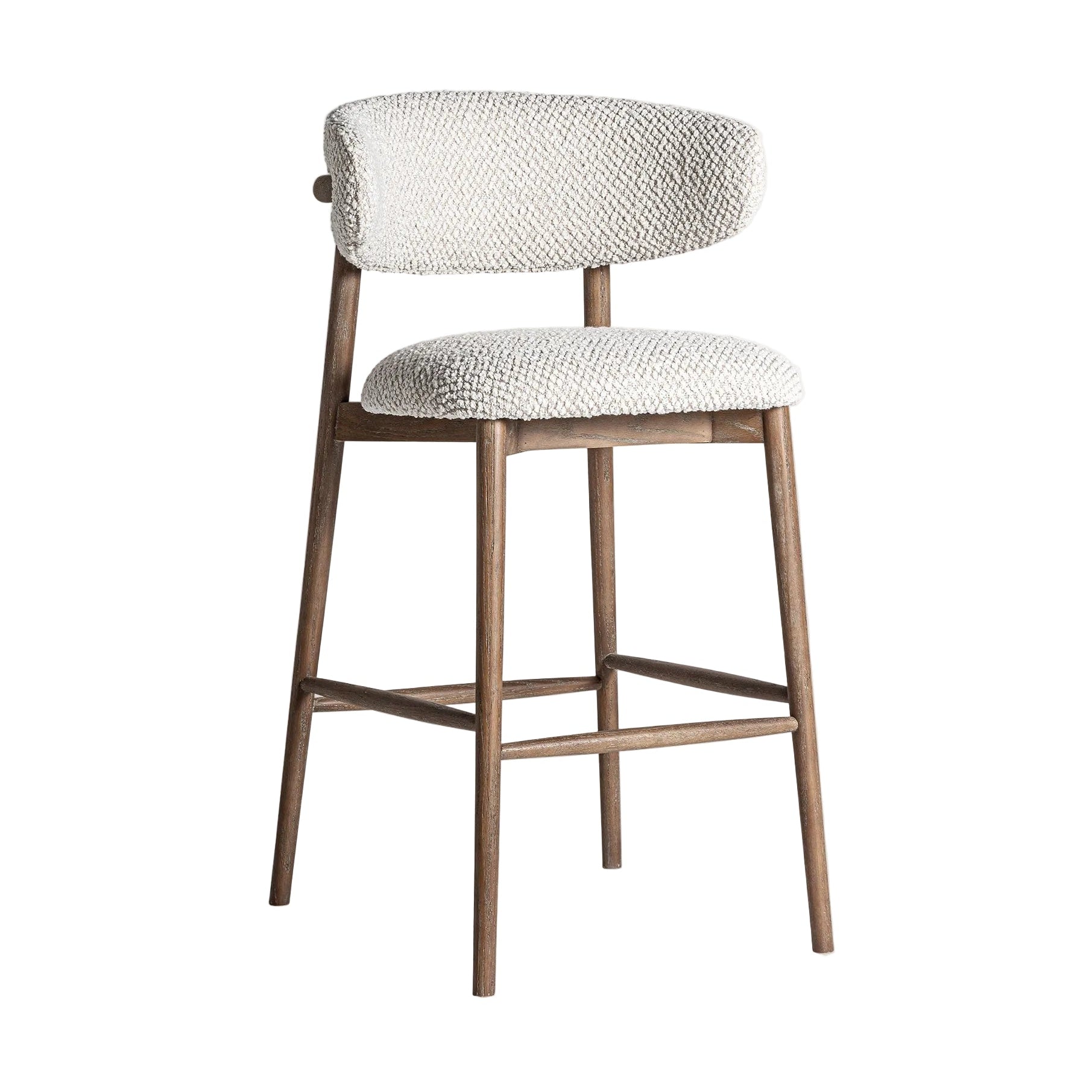 Hocker ERLEC lichtbeige met een donkere essen basis