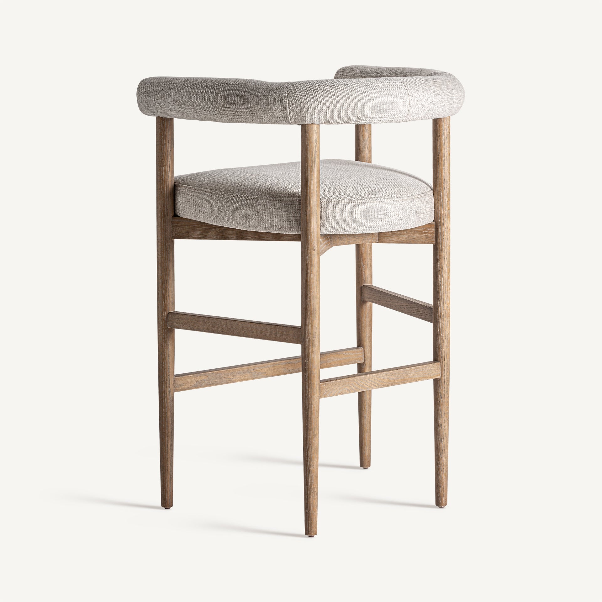 LAZINS Beige Bar Stool with Ash Base
