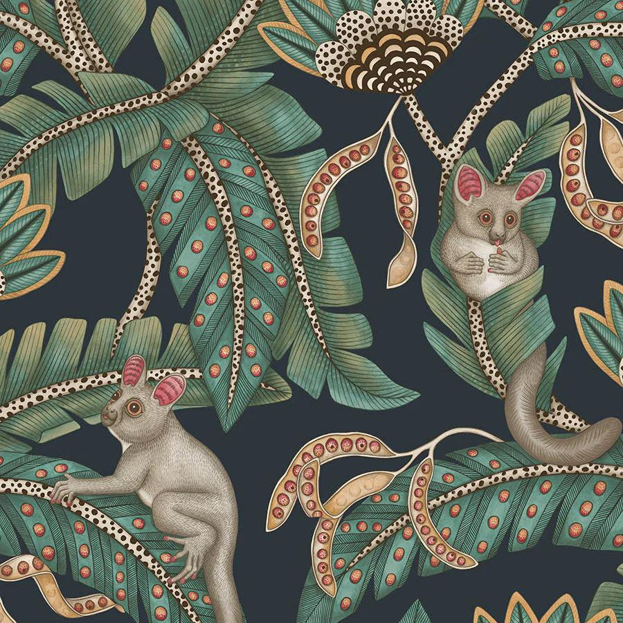 Tapeta ARDMORE JABULA - Bush Baby turkus na granacie Cole & Son    Eye on Design