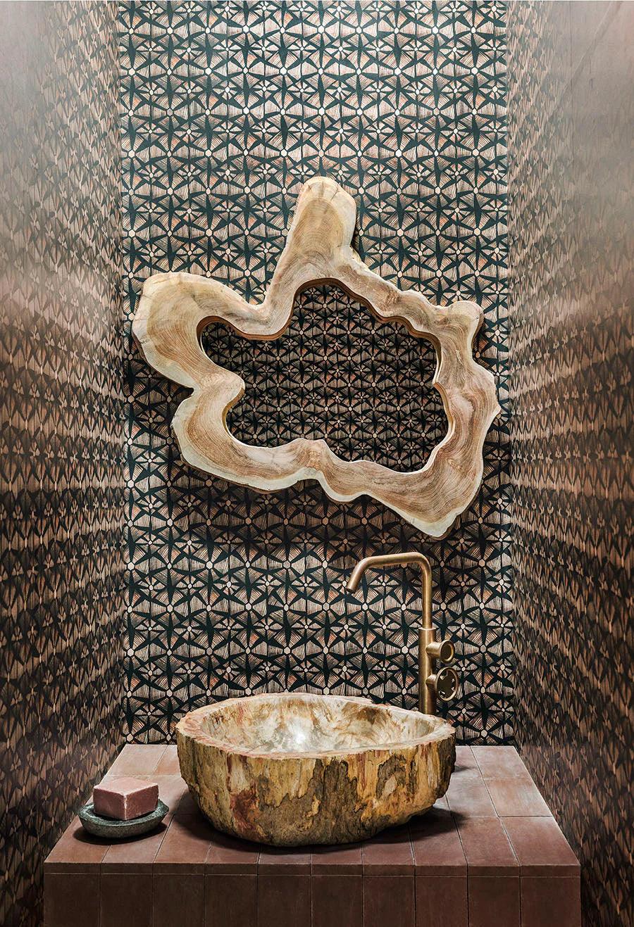 Geometrisch patroon behang ARDMORE JABULA - Kalahari grijs