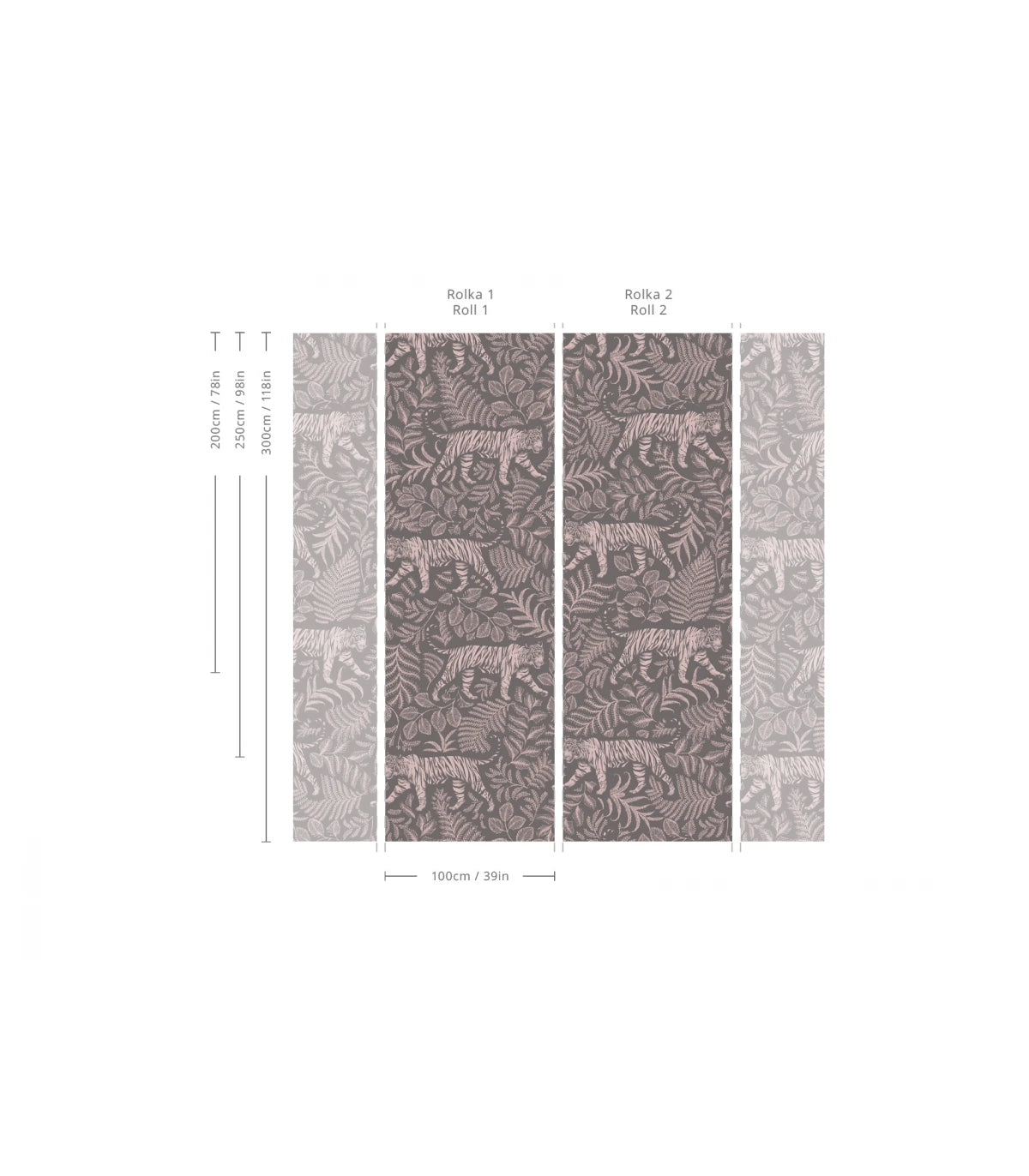 Wallpaper with Animal Motif CAMOUFLAGED TIGER GRAY PINK gray with pink