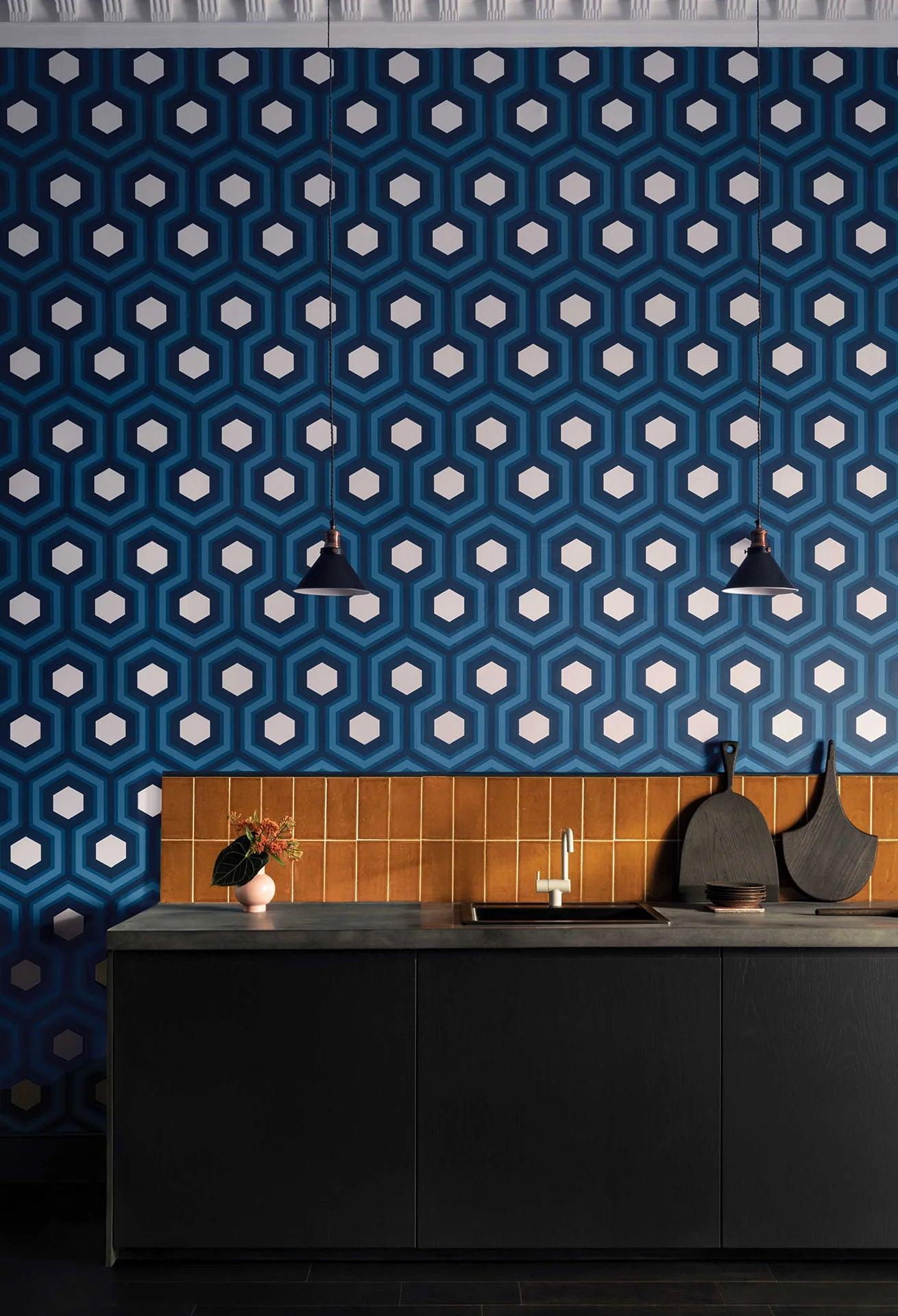 Behang met geometrisch hexagonaal patroon CONTEMPORARY COLLECTION - Hicks' Grand grijs