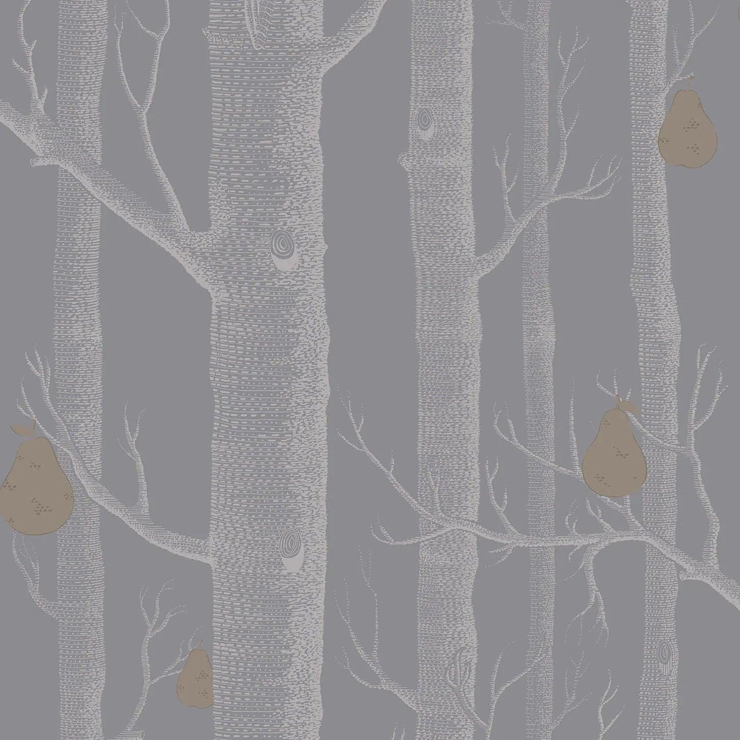 Tapeta CONTEMPORARY COLLECTION - Woods & Pears metaliczne srebro na szarym Cole & Son Default Title   Eye on Design