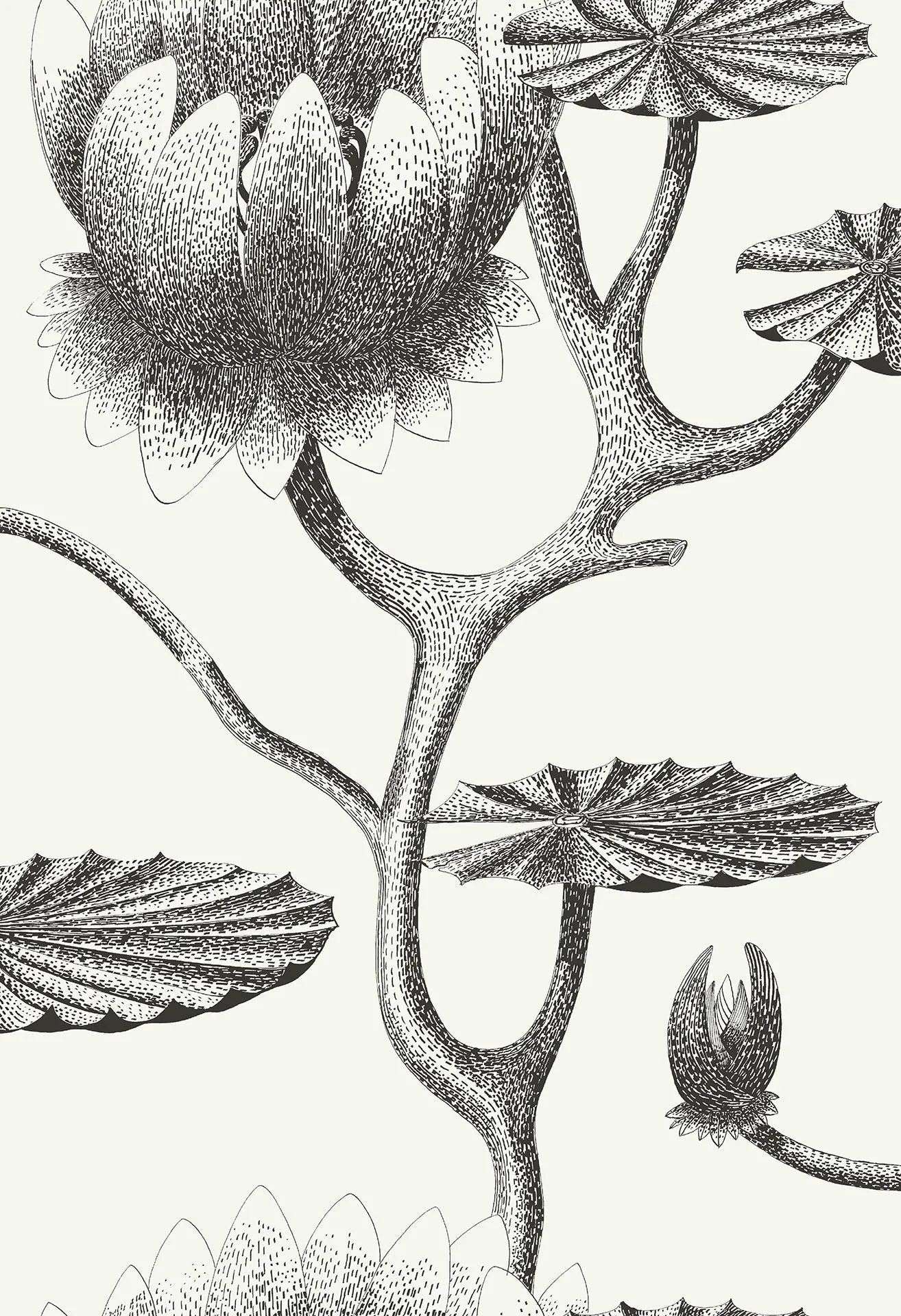 Behang met plantenmotief CONTEMPORARY RESTYLED - Lily wit
