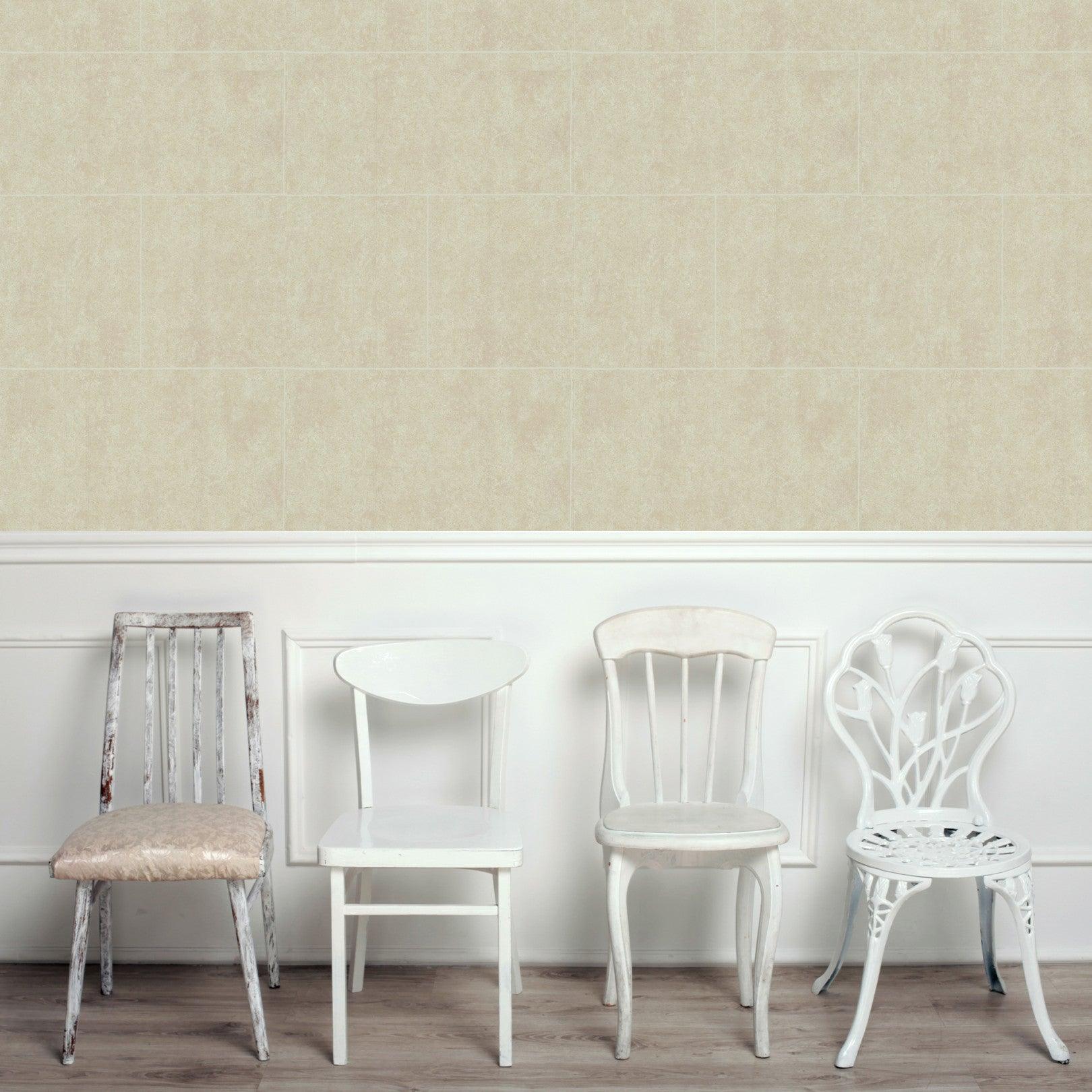 Wallpaper imitating stone blocks FOUNDATION - White Stone Block