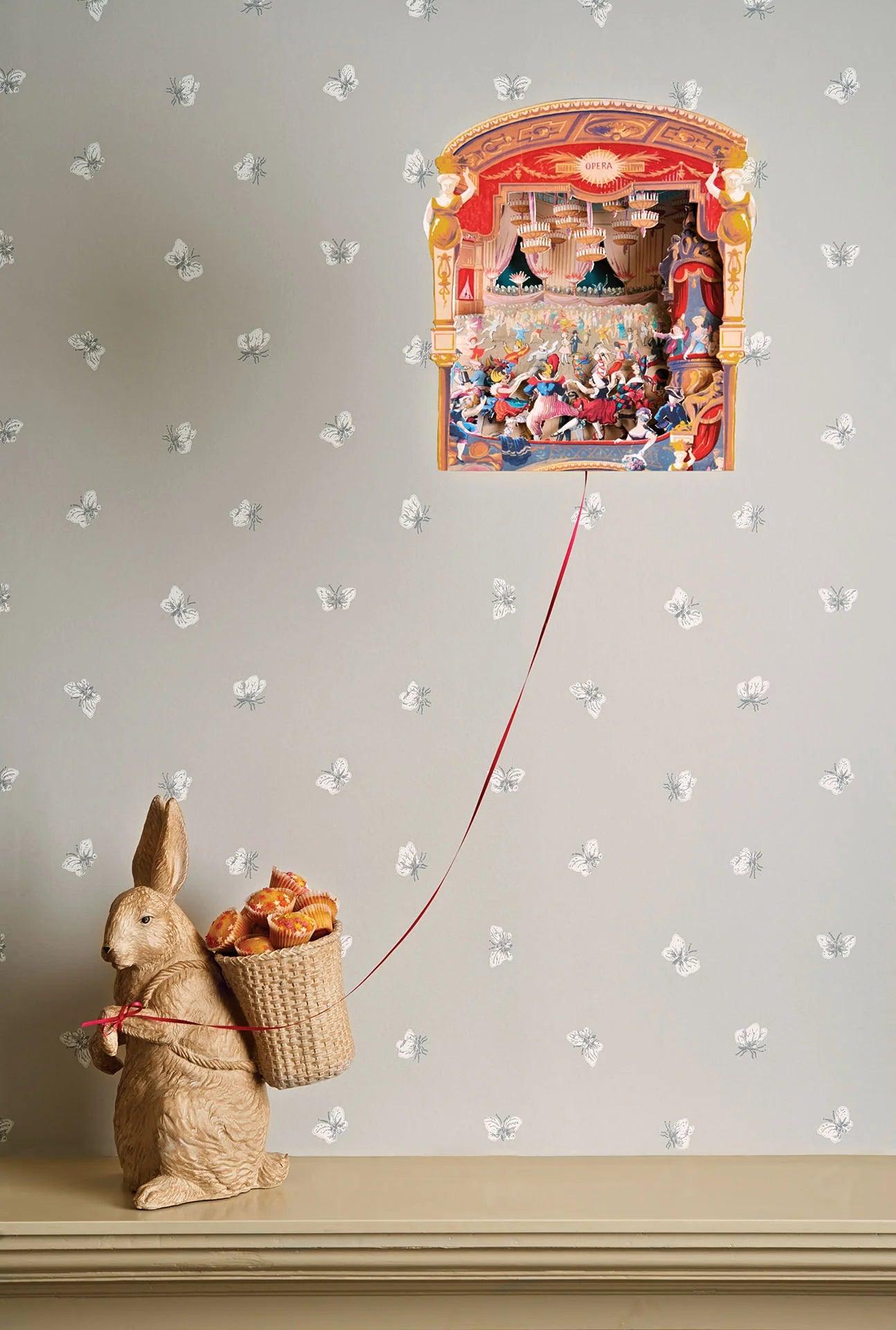 Behang met een dierenmotief van vlinders WHIMSICAL - Peaseblossom beige