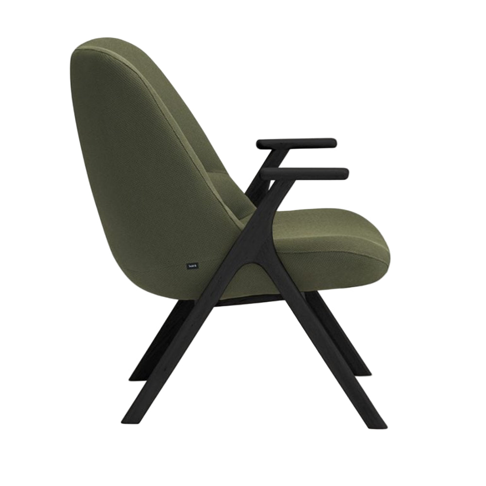 DINS Armchair in Dark Green with Black Wooden Base