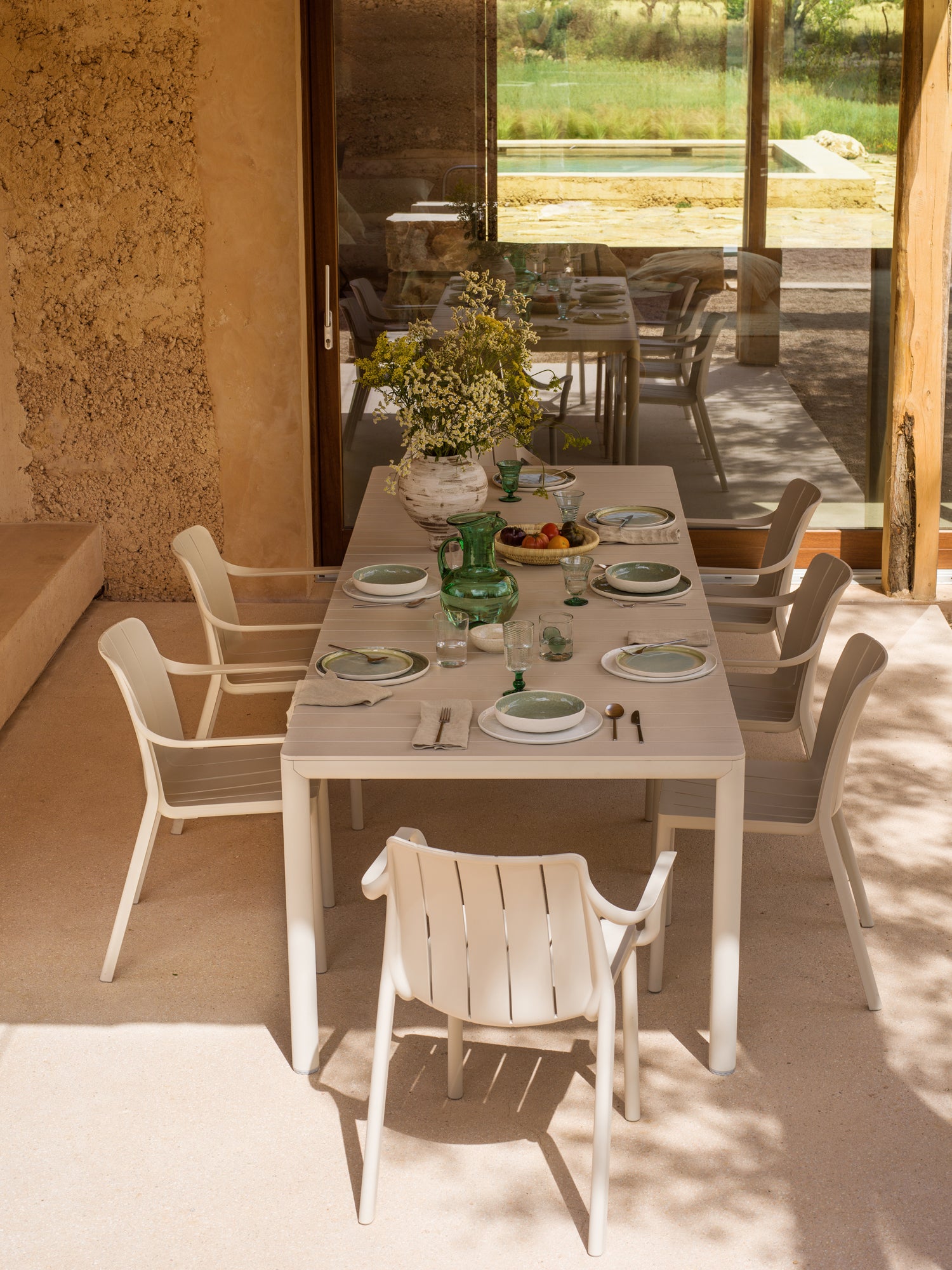 Außenstuhl mit Armlehnen TIBERINA beige