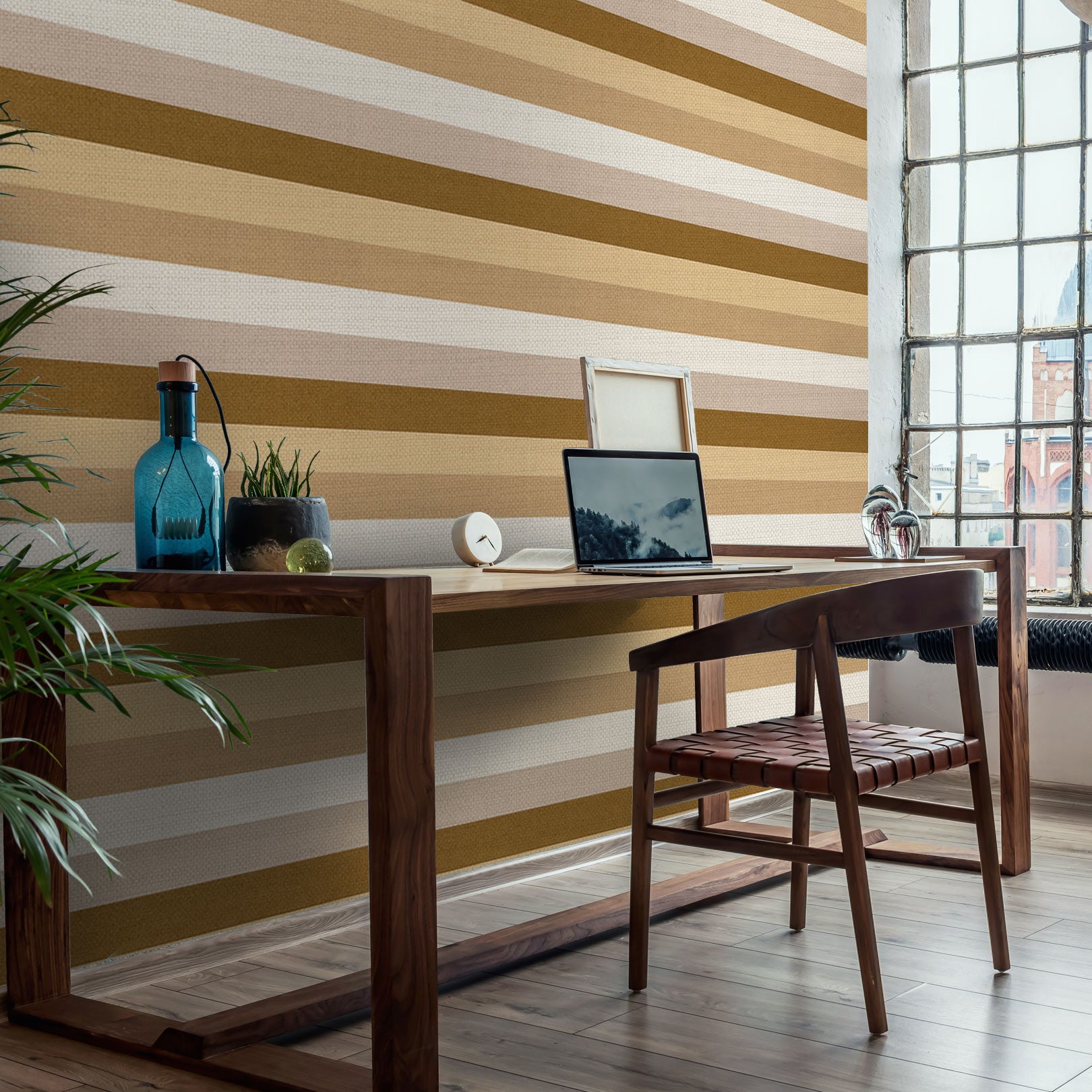 Structuurtapijt met strepen TRANSAT - SABLE/CAMEL beige met bruin
