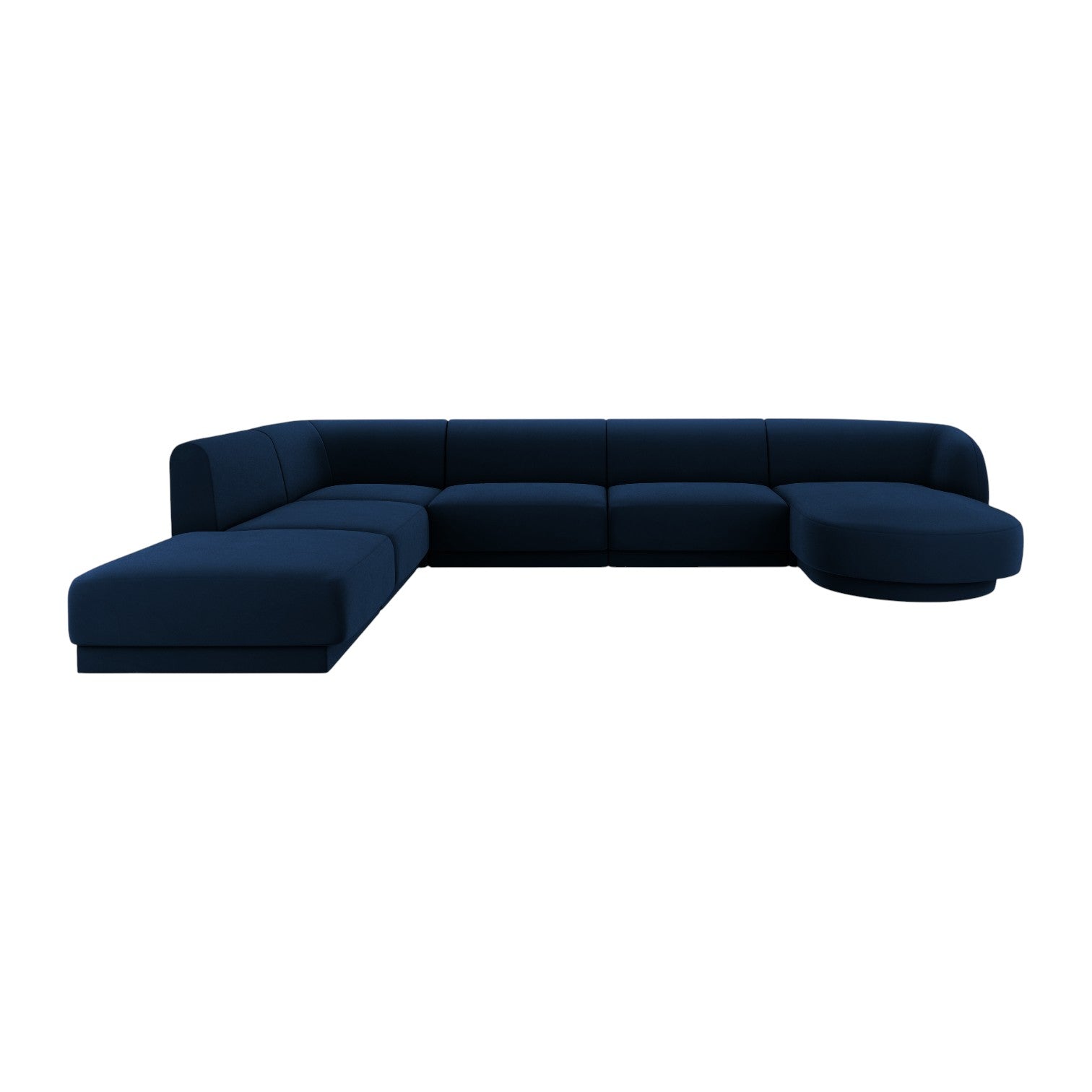 Velvet corner sofa for 6 people in left-facing U shape MILEY navy blue
