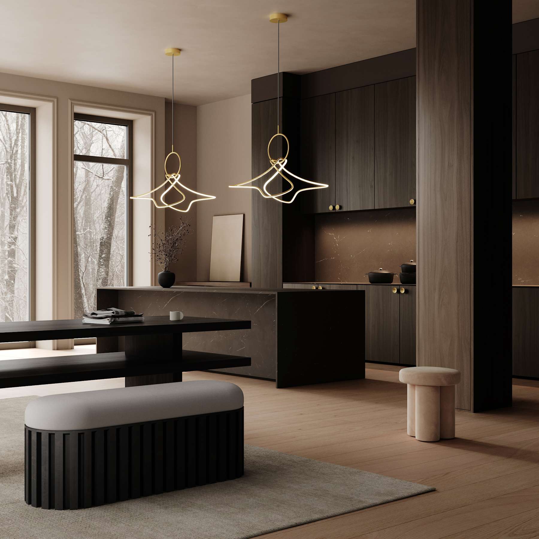 Hocker BIG FOOT beige nubuckleer