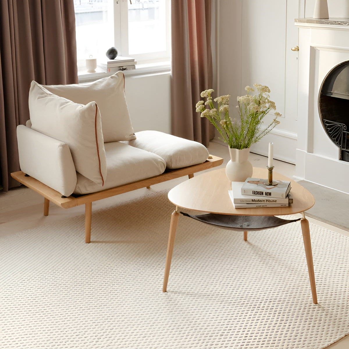 Hang Out salontafel eiken met gouden steunen