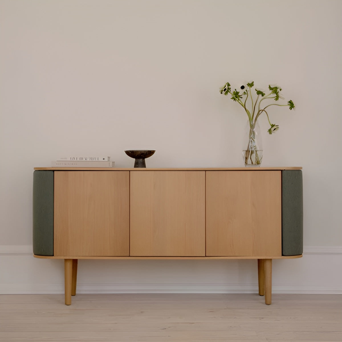 Kommode TREASURES grün mit dunkler Eiche