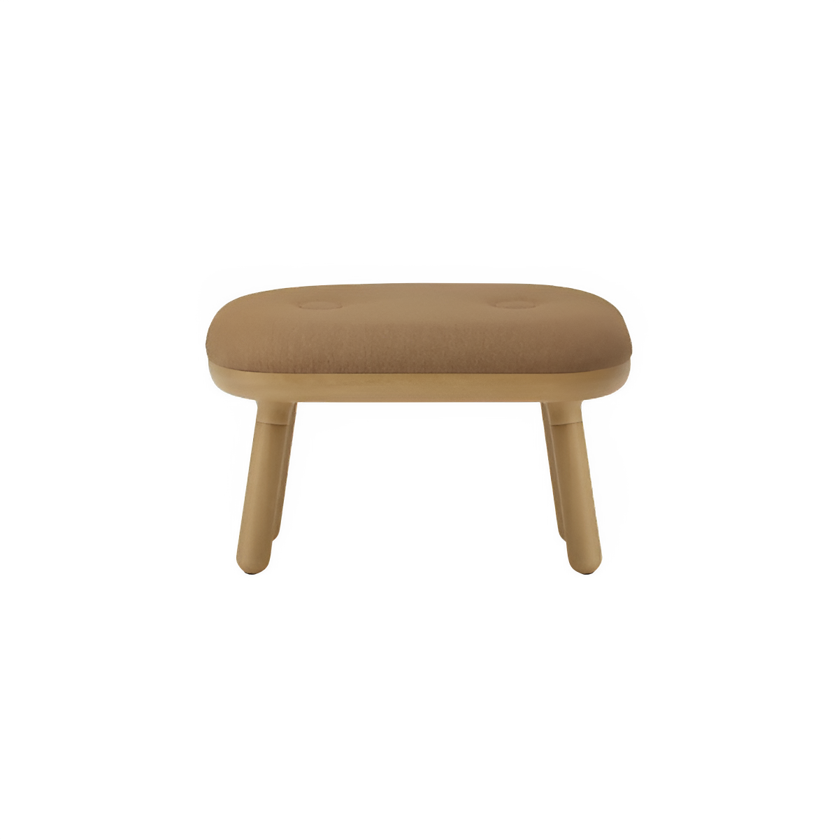 Karamelkleurige PAFF kruk met eikenhouten basis