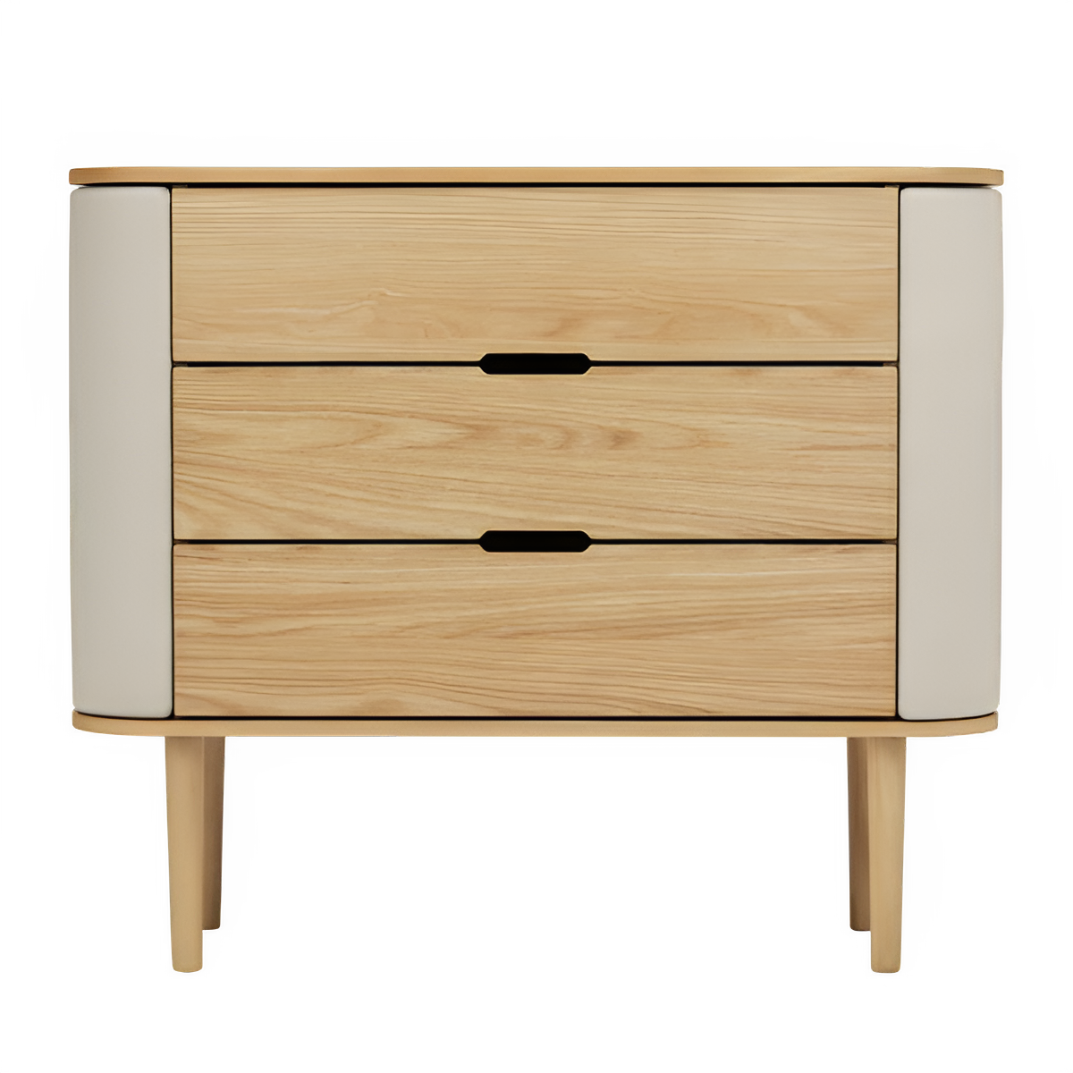 Schrank TREASURES sandfarben mit Eichenbasis