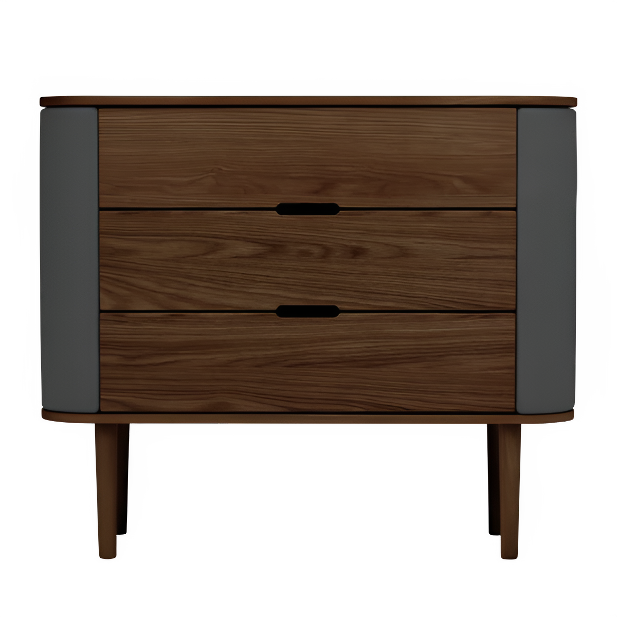 TREASURES kast donkergrijs met een donkere eiken basis