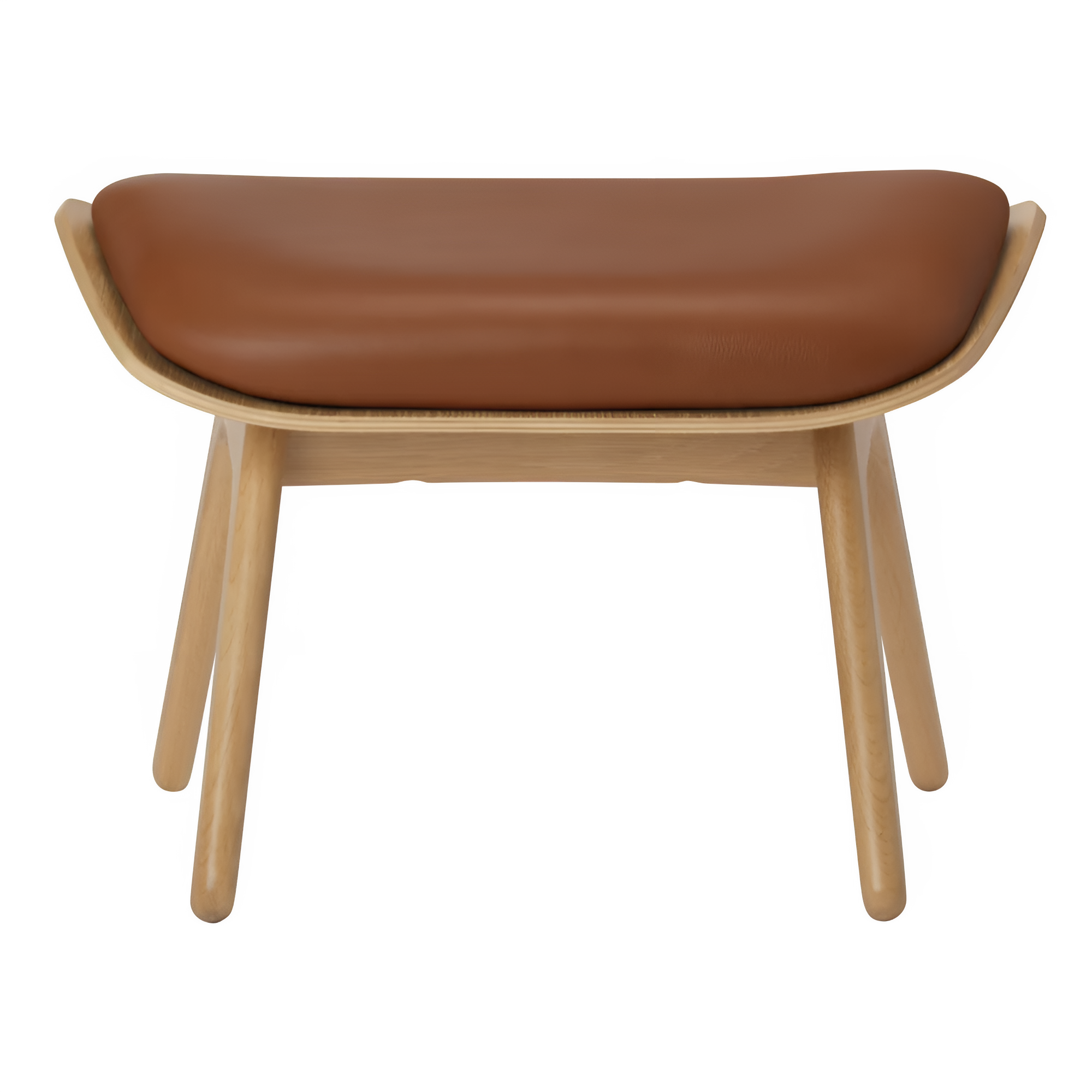 Fußhocker READER cognacfarbene Leder mit Eichenbasis