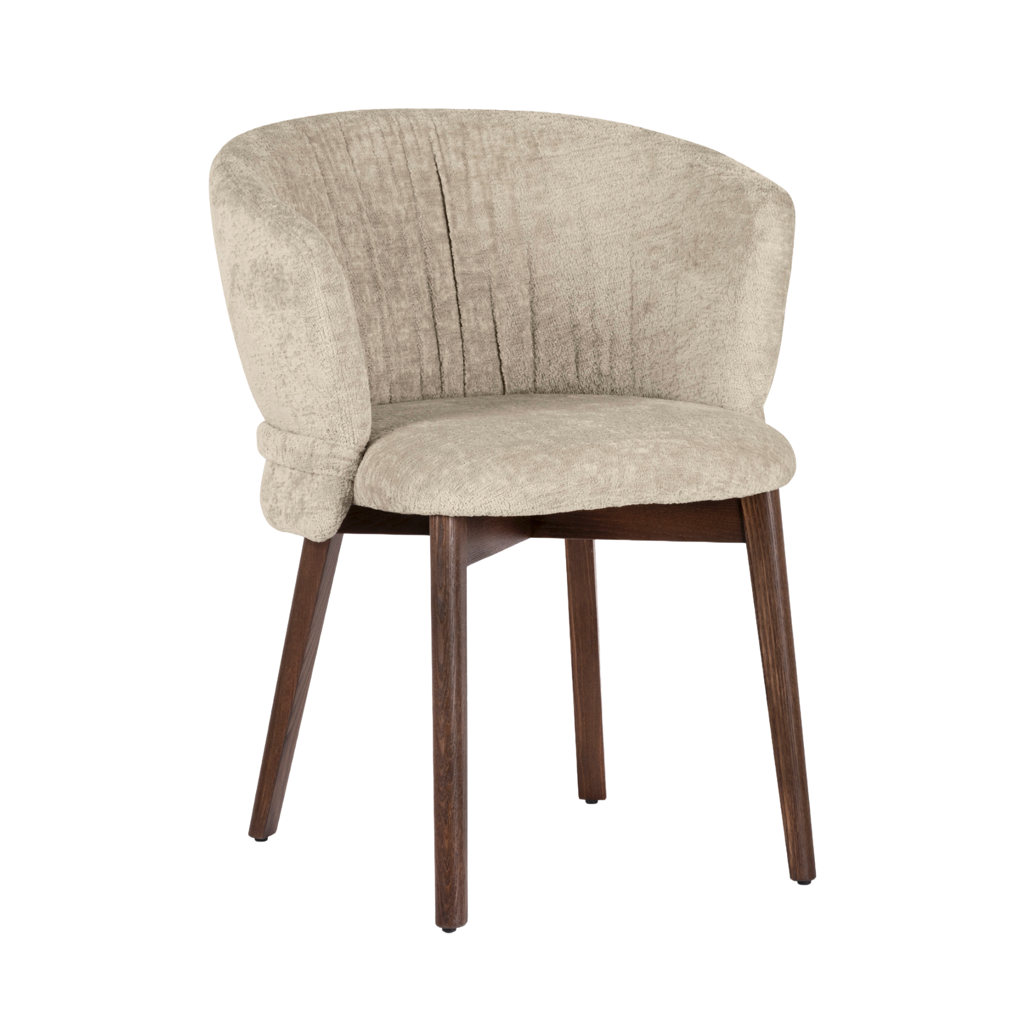 VANILLA upholstered chair with a dark wooden base