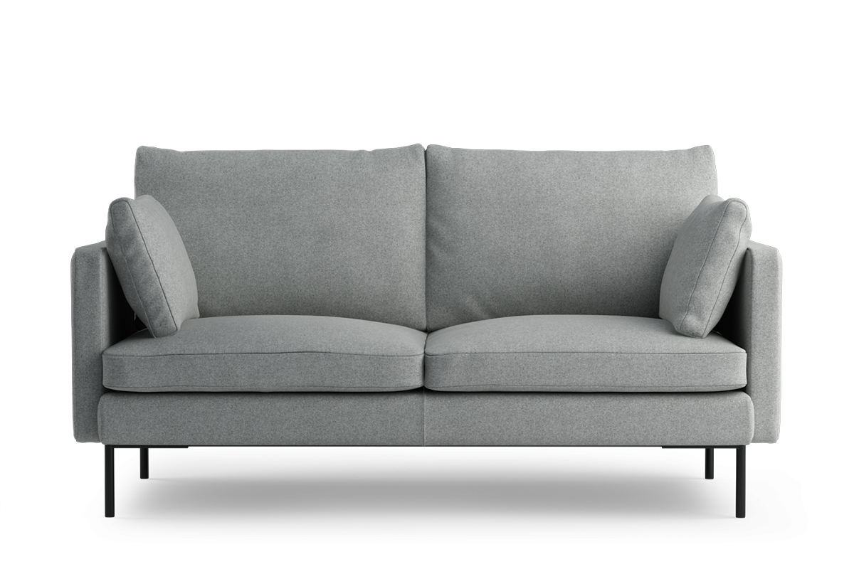 Sofa 2-sitzig DUNE mit schwarzem Gestell gepolstert