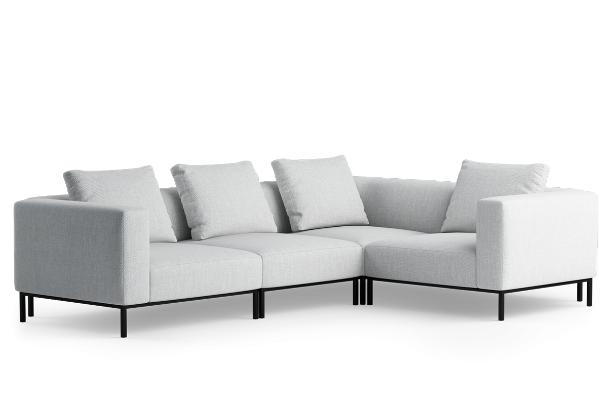 3-Seater Right-Hand Corner Sofa HOLDEN Upholstered with Black Base