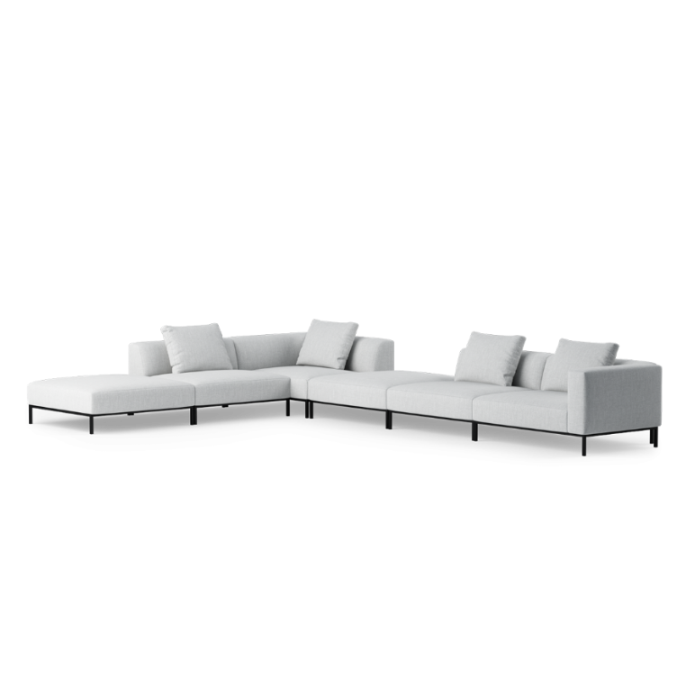 Left-facing modular sofa for 6 people HOLDEN upholstered with a black base