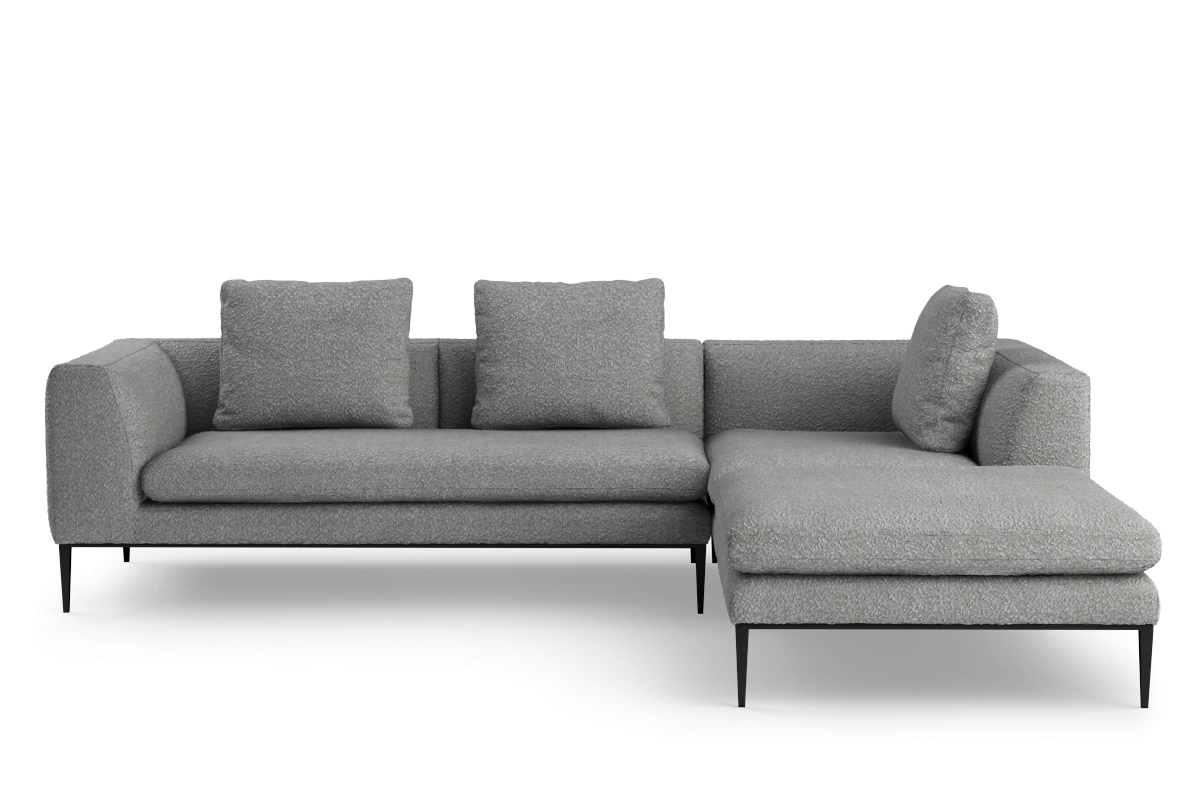 4-Seater Right-Hand Corner Sofa NASH Upholstered with Black Base