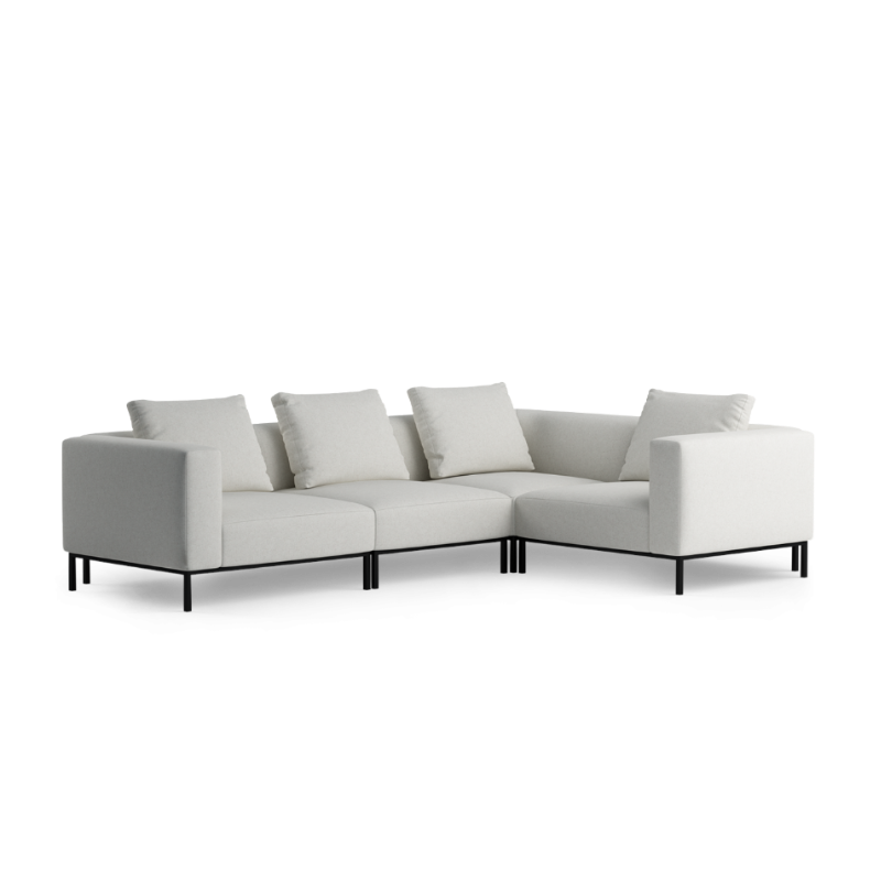3-Seater Right-Hand Corner Sofa HOLDEN Upholstered with Black Base