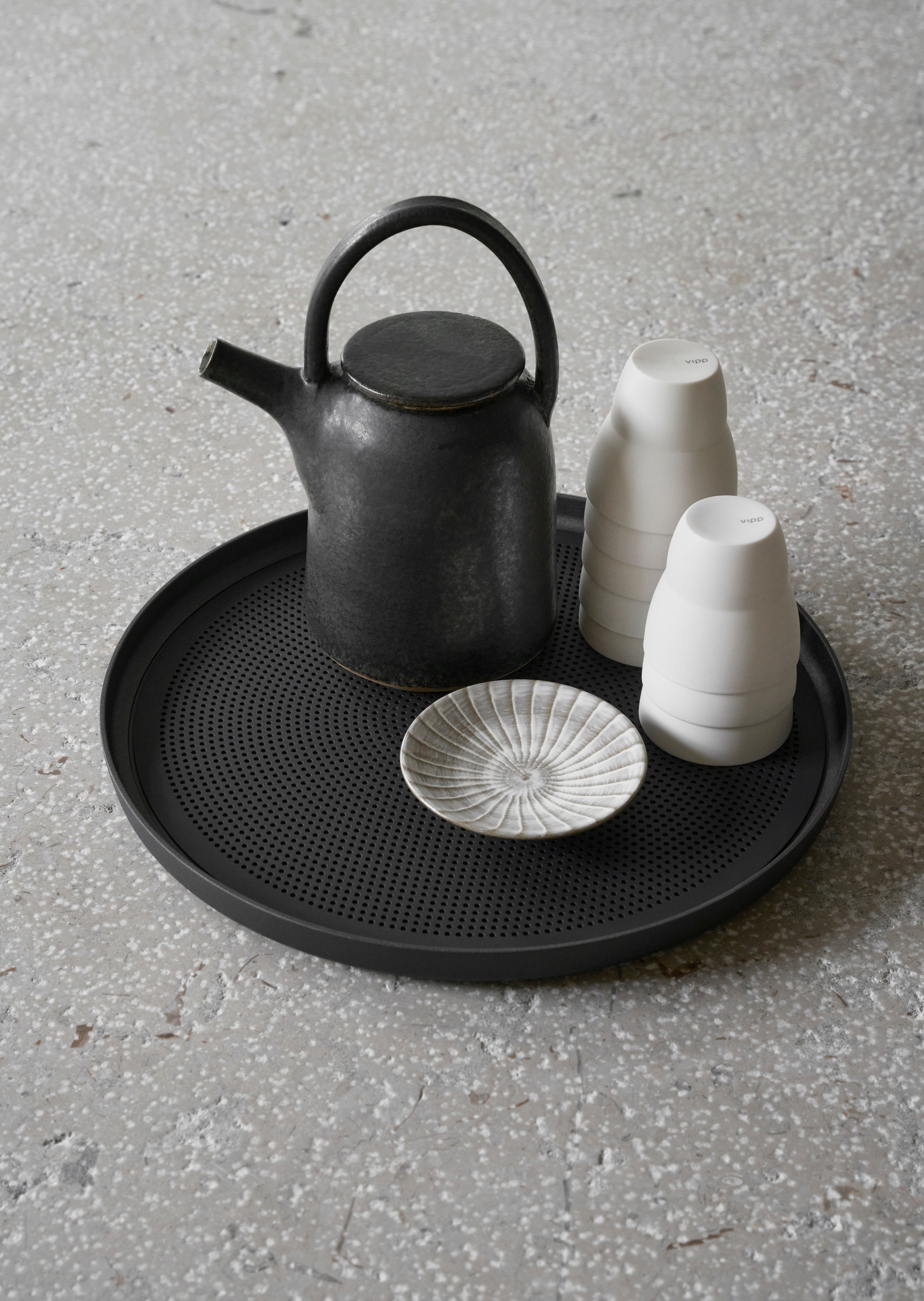 VIPP Black Round Tray