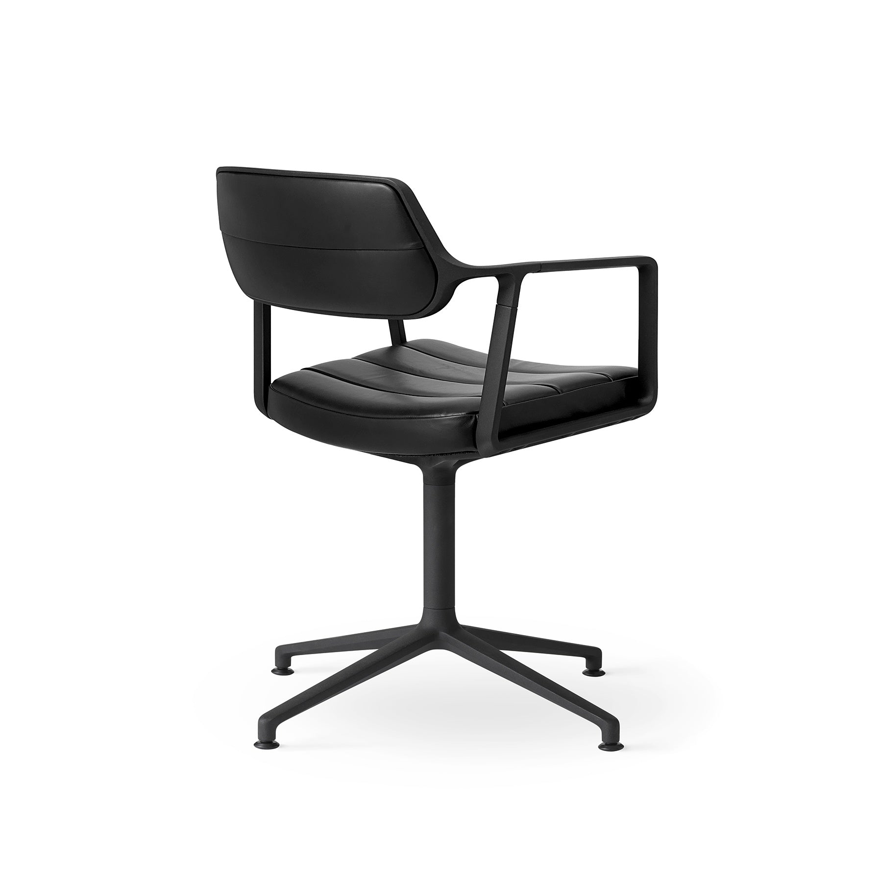 Bürostuhl 453 schwarze Leder mit schwarzem Metallgestell
