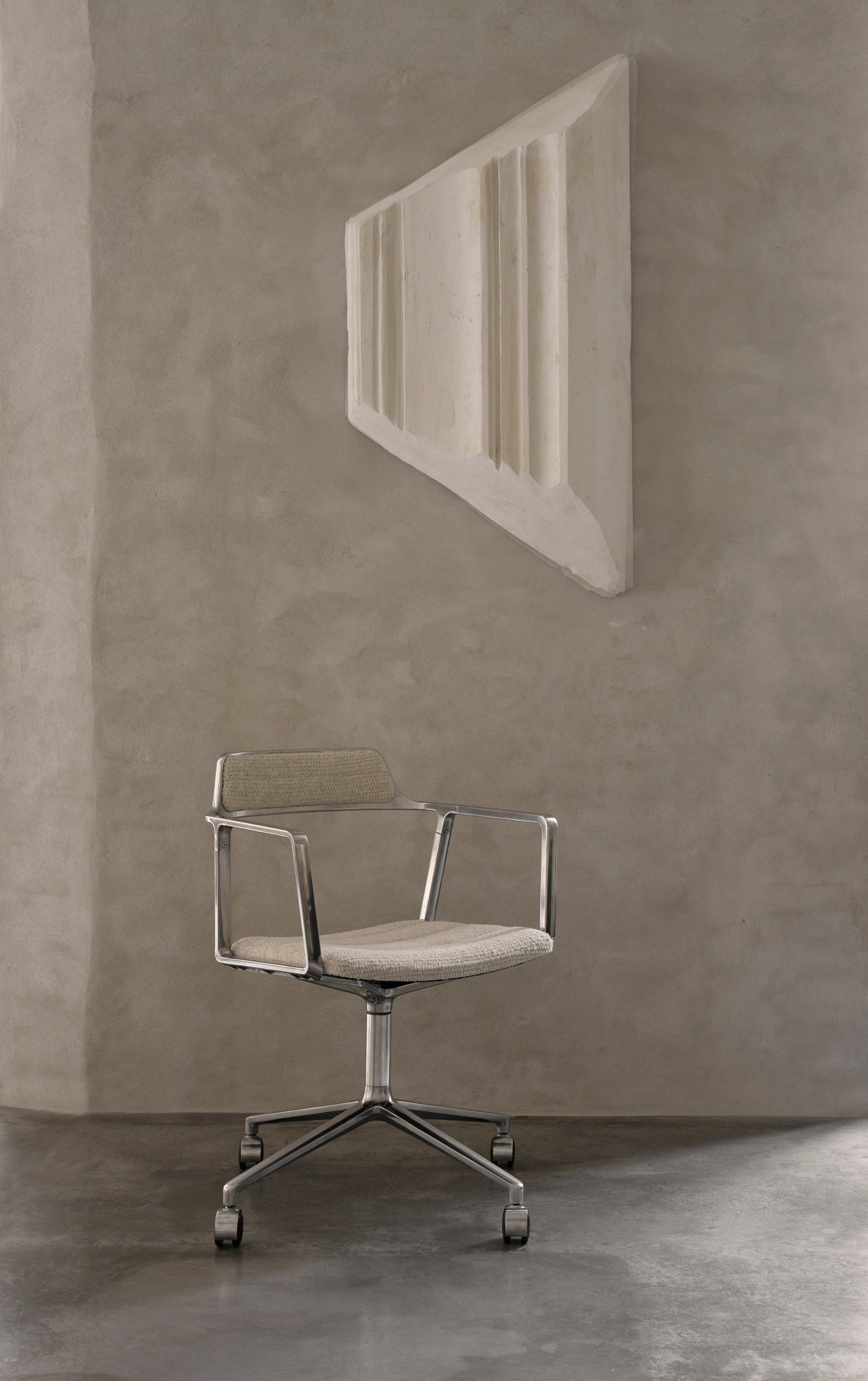 Office chair 452 light gray fabric with metal base