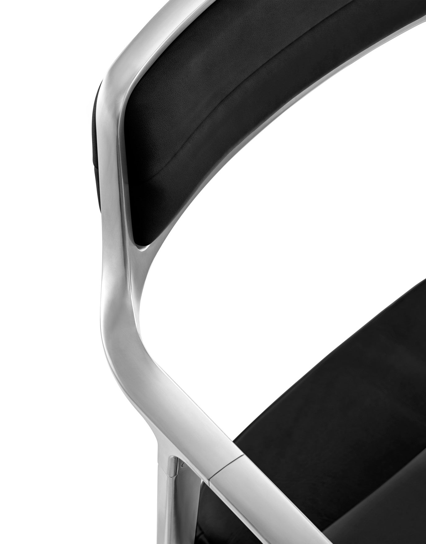 Bürostuhl 452 schwarze Leder mit Metallbasis