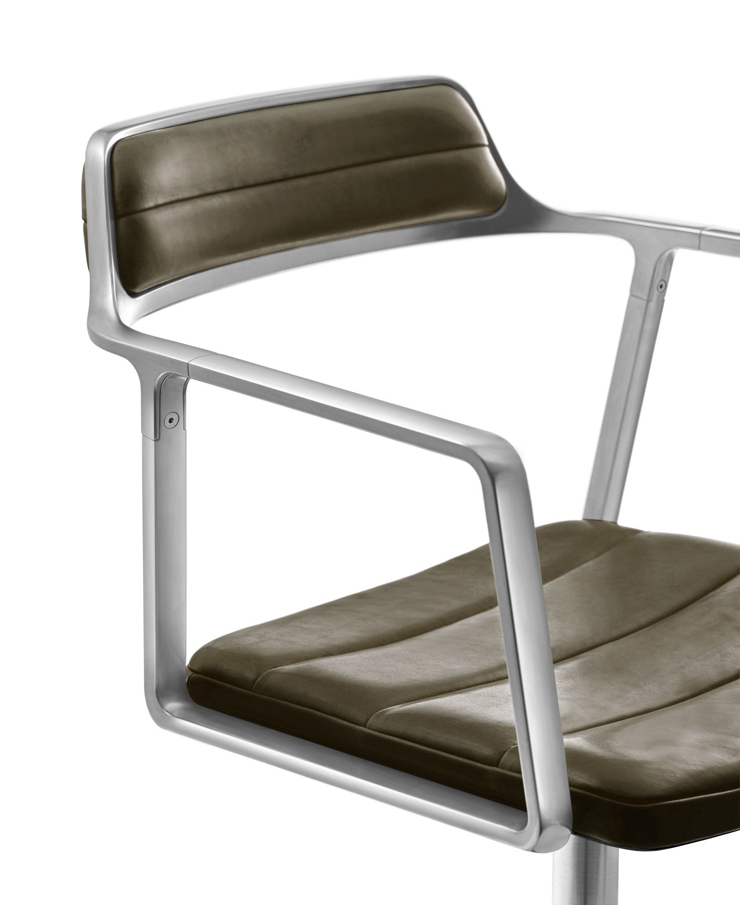 Office Chair 452 Green Leather with Metal Base