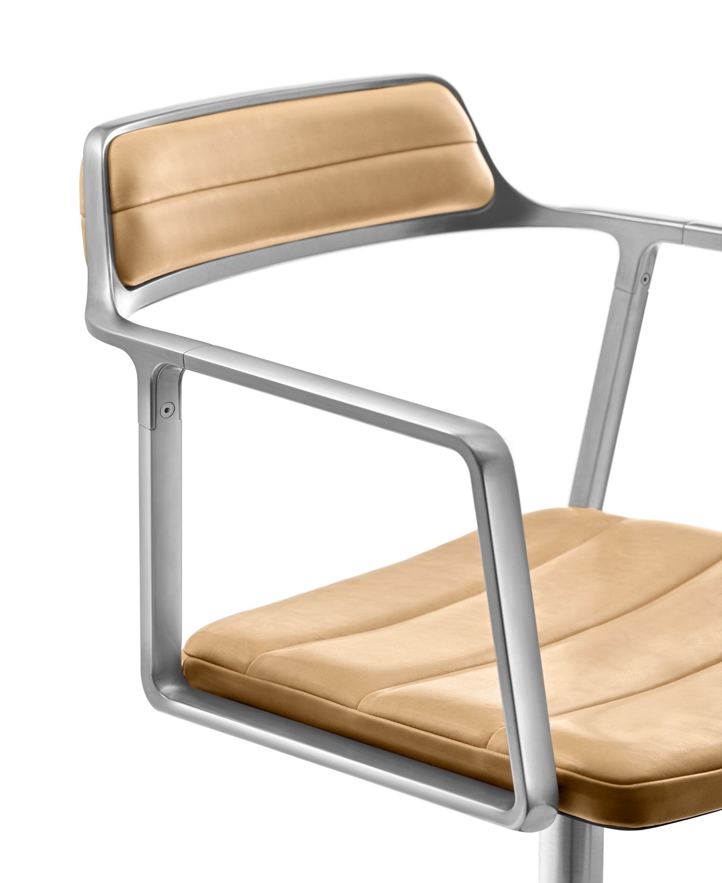 Bureau stoel 452 karamel leer met metalen basis