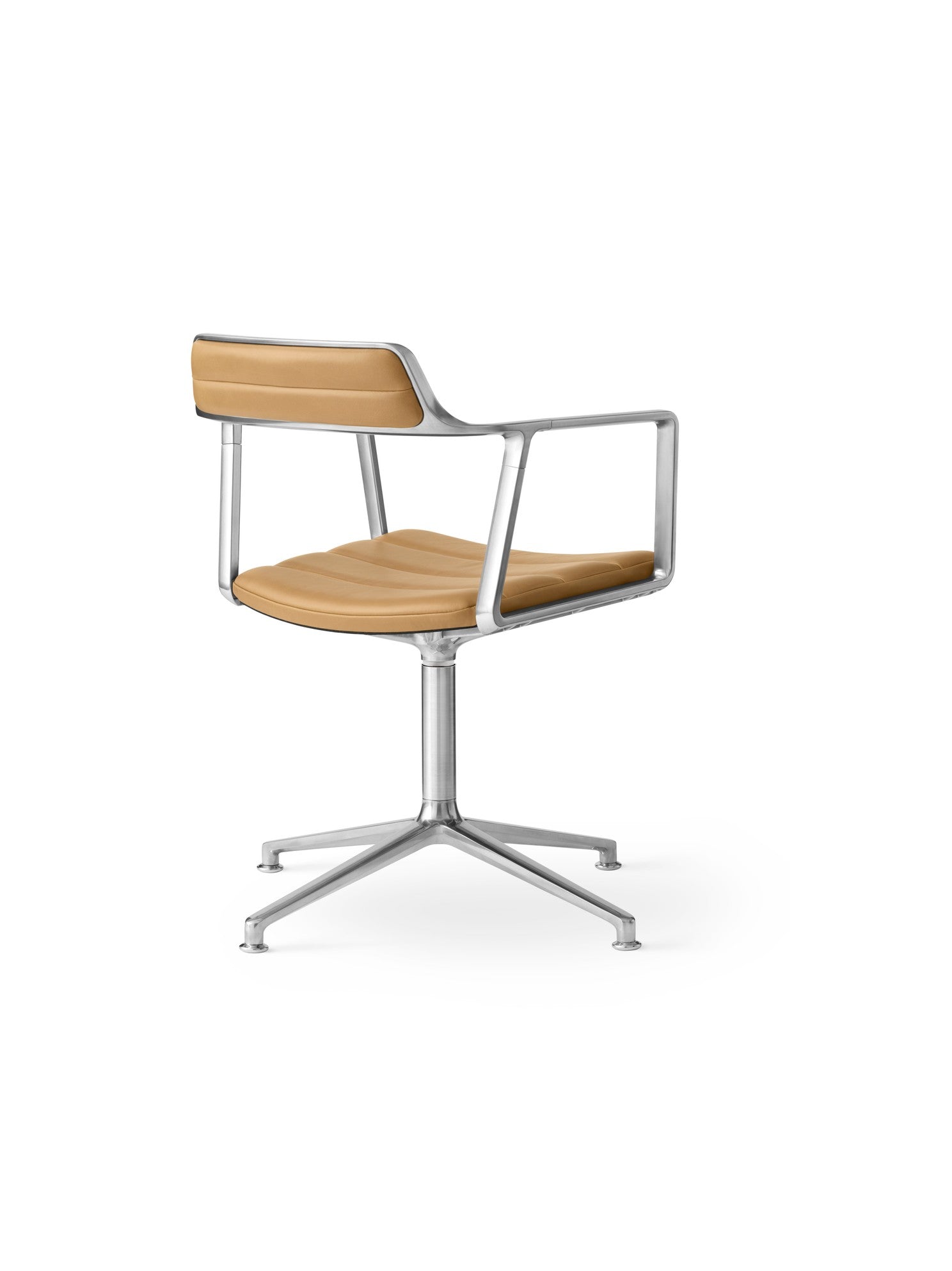 Bureau stoel 452 karamel leer met metalen basis