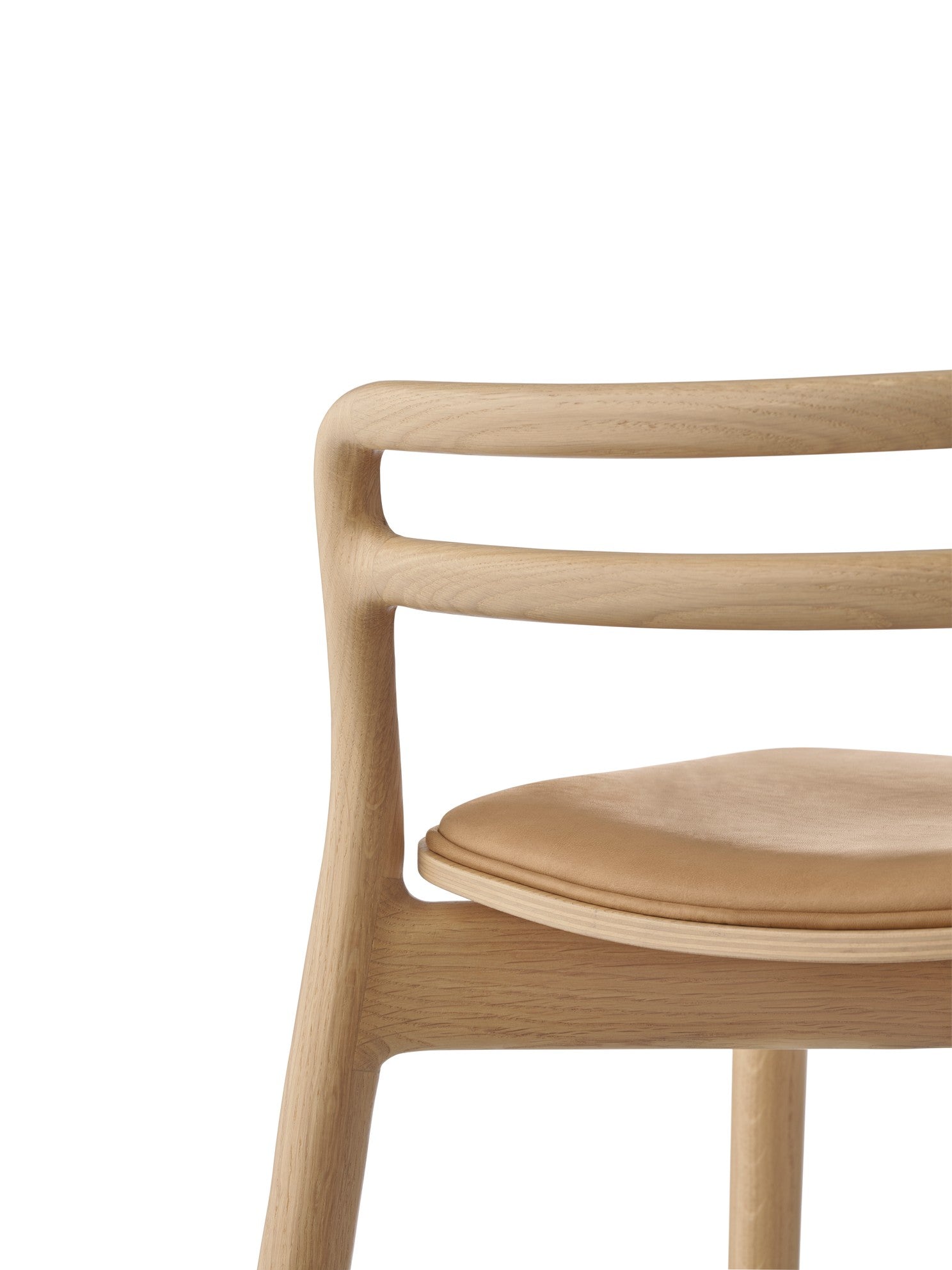 Cabin Stool in Caramel Leather with Light Oak Base