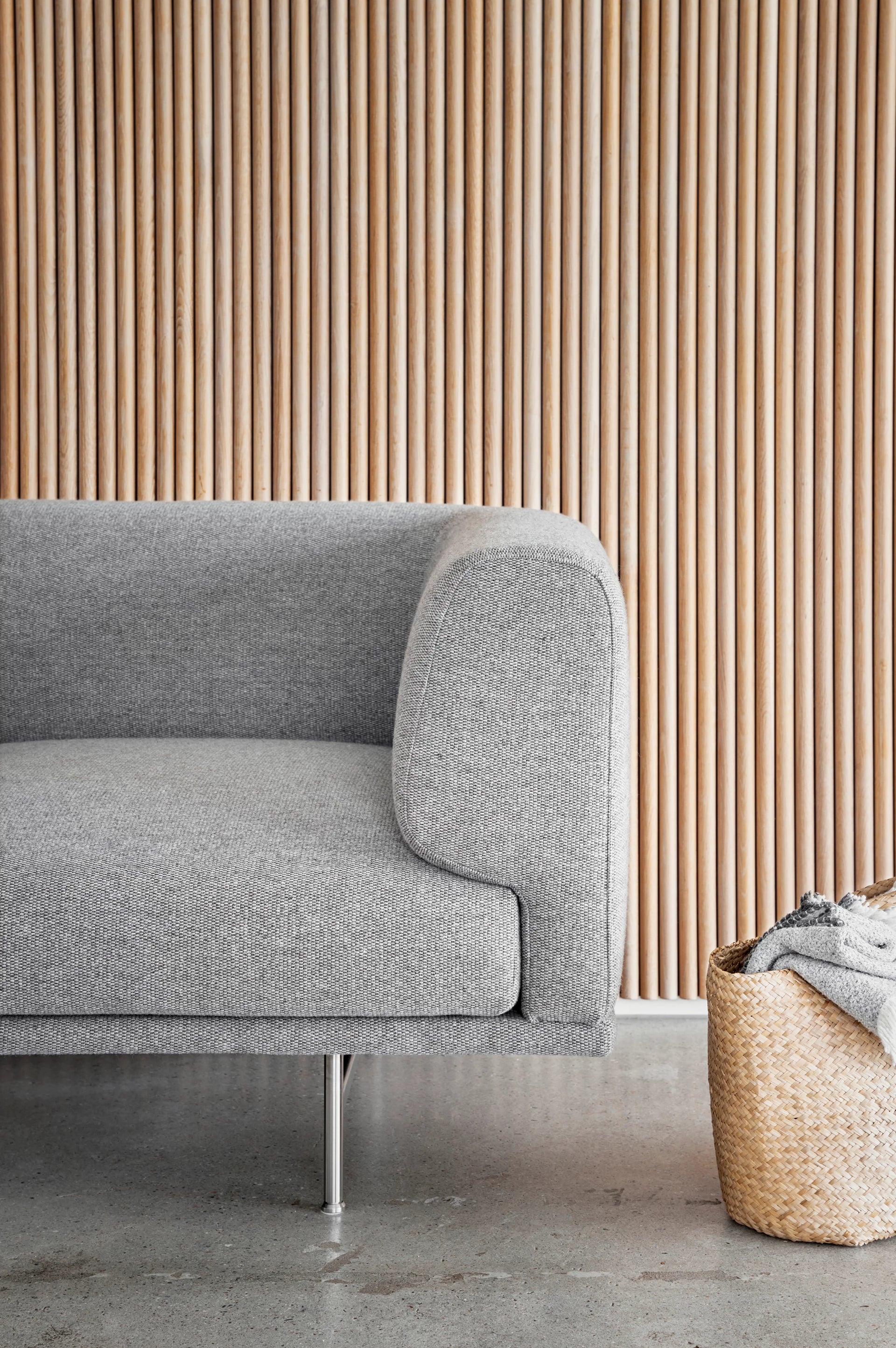 Three-Seater Sofa CHIMNEY Dark Beige Brook Fabric with Black Base