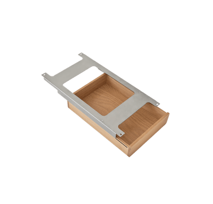 Bureau STUDIO groen leren blad met notenhouten frame en aluminium basis