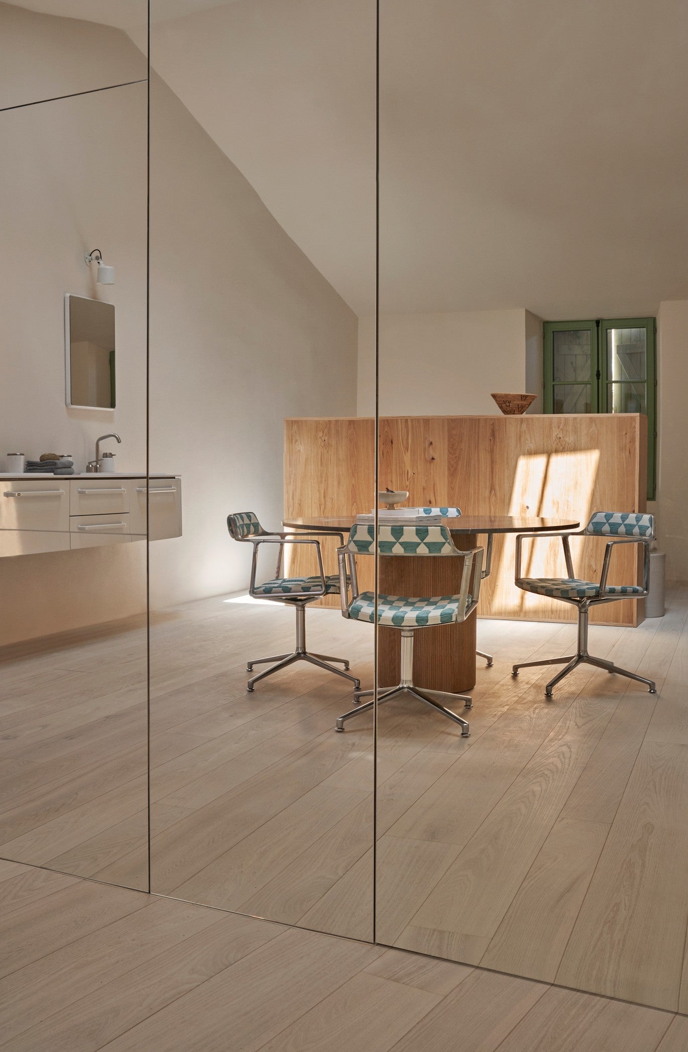 Office Chair 452 – LAGRASSE Blue and White with Metal Base