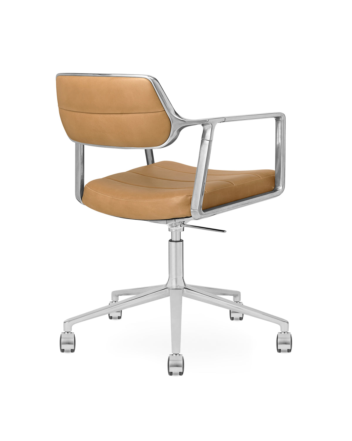Bureau stoel 453+ karamel leer met metalen basis