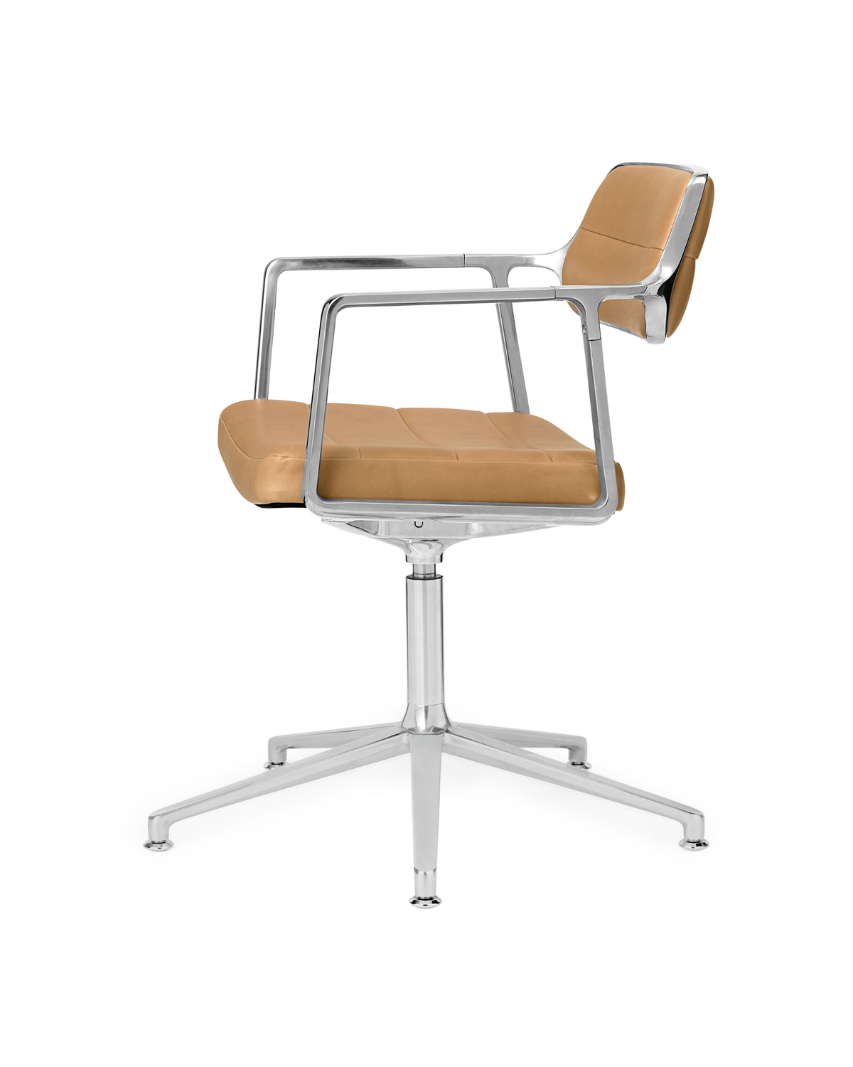 Bureau stoel 453+ karamel leer met metalen basis